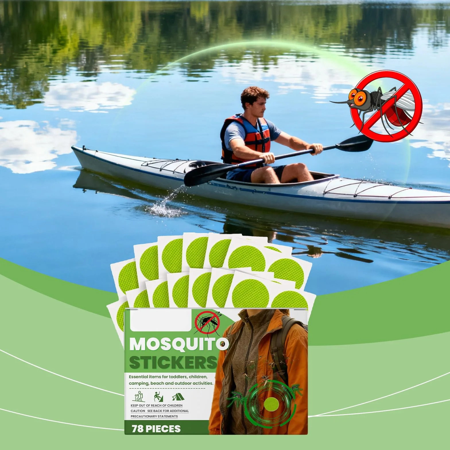 Parche Repelente Mosquitos 78 PCS Previene Picaduras Acampar Aire Libre Adultos Niños
