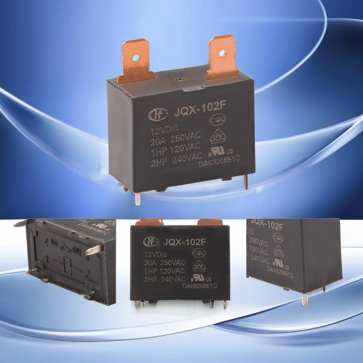 obqo JQX-102F-12VDC 20A 4PINS-Relé (2 unidades)