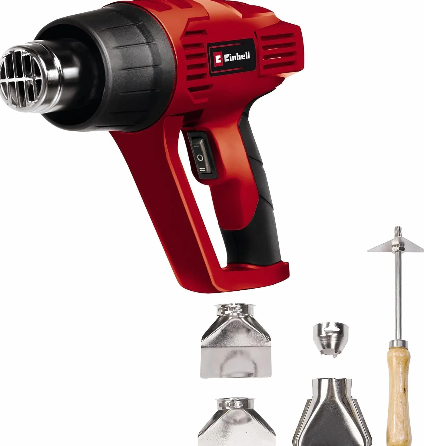 Einhell Pistola de Aire Caliente - TH-ha 2000/1-577068 - 2000 W, 2 Niveles de Temperatura 350 ° / 550 °, protección contra sobrecalentamiento, Incl. 4 boquillas y raspador de Pintura