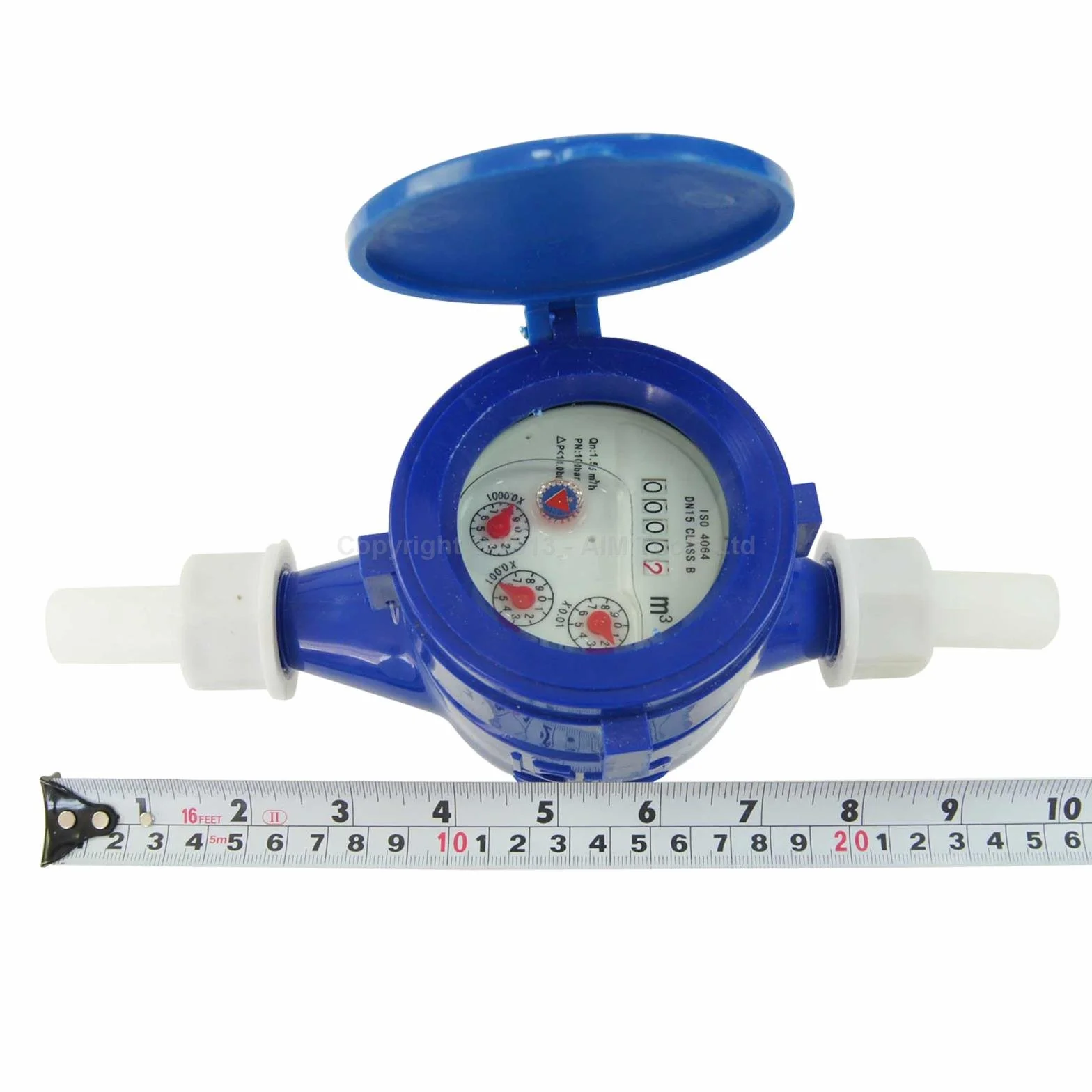 KATSU Contador de Agua Fría, Medidor de Flujo de Agua Doméstico de Jardín de Plástico ABS de 15 mm, Tipo Húmedo 15180515