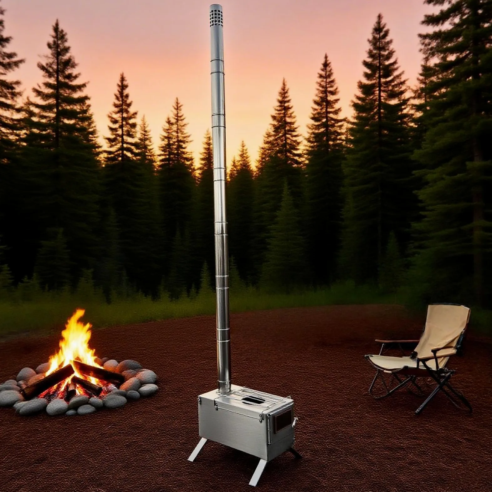 6 Tubos de Chimenea de Acero Inoxidable para Estufa de Camping, para Uso en Exteriores.