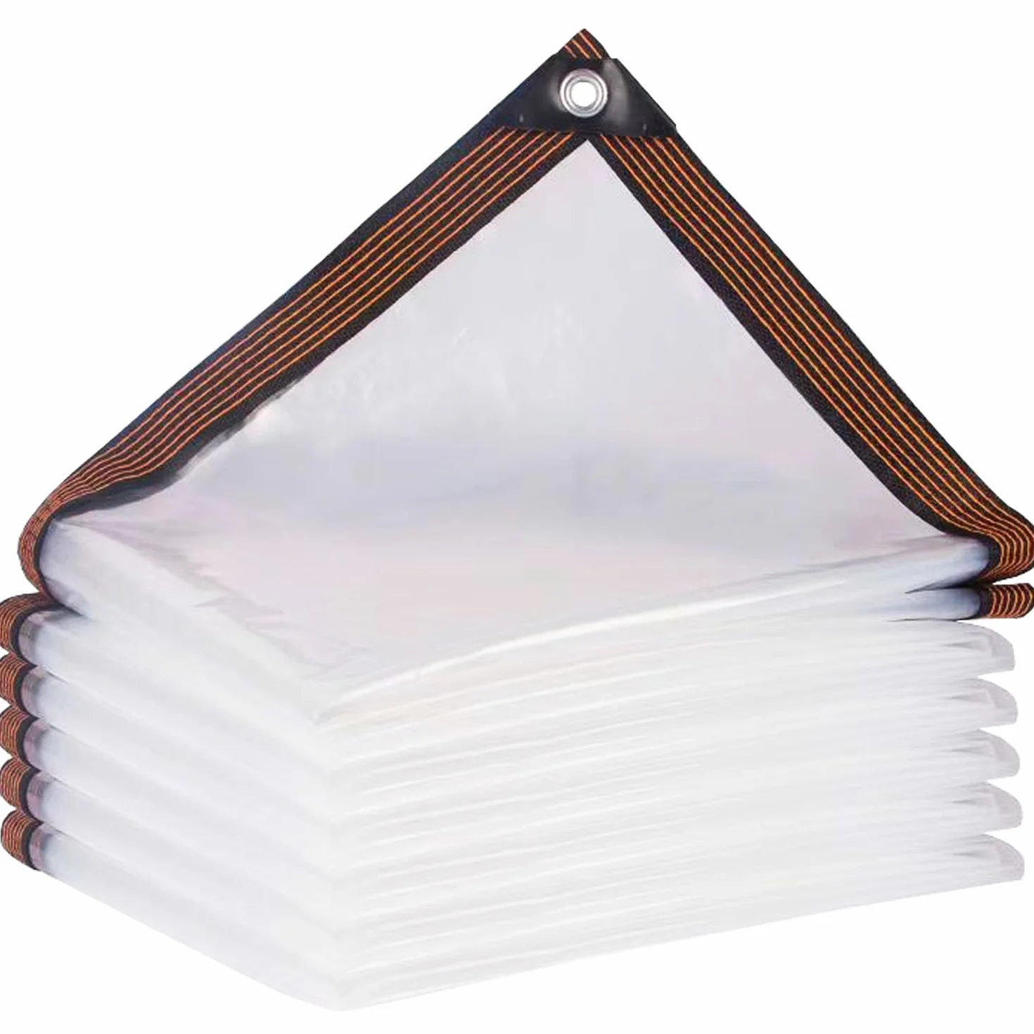 Lona impermeable de PVC transparente con ojales, 2,5 x 5 m, resistente a los rayos UV y al desgarro, lámina de invernadero para jardín, balcón, obra y recinto de mascotas, película de construcción