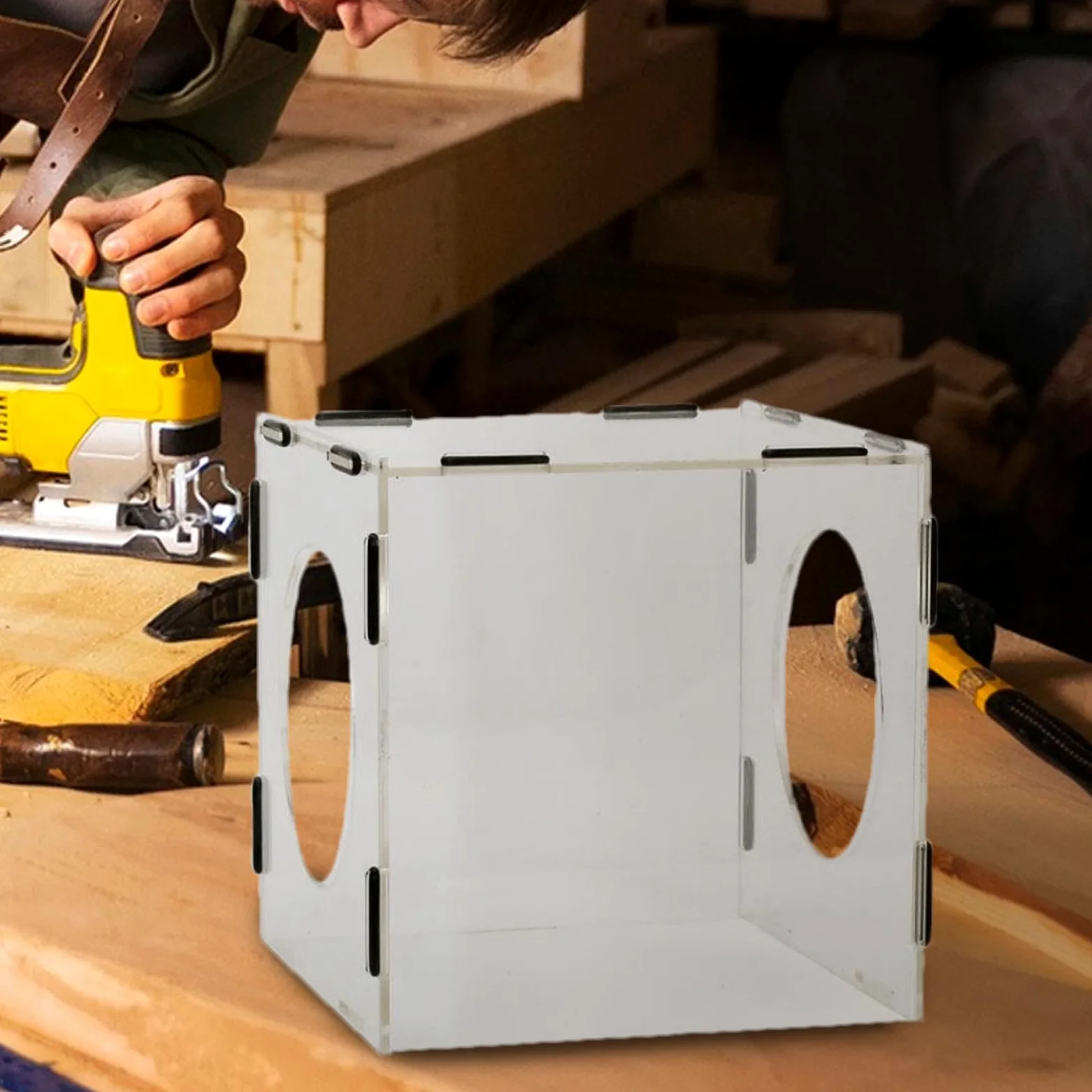 Caja de polvo de molienda | Caja de lijado a prueba de polvo - Caja de polvo eléctrica para mesa de molienda, caja de polvo transparente cerrada para trabajos de molienda