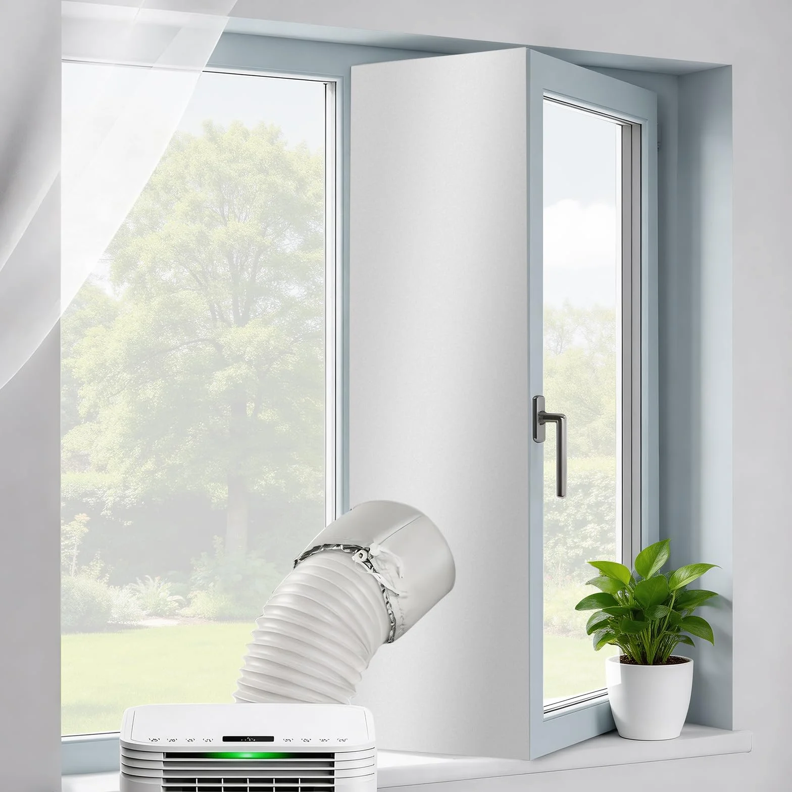 Ninonly 500CM Sellado Ventana Aire Acondicionado para Aires Acondicionados y Secadoras Fácil de Instalar Eficaz Bloqueo del Aire Caliente,para Ventanas,Tragaluces Ventanas Correderas cordón ajustable