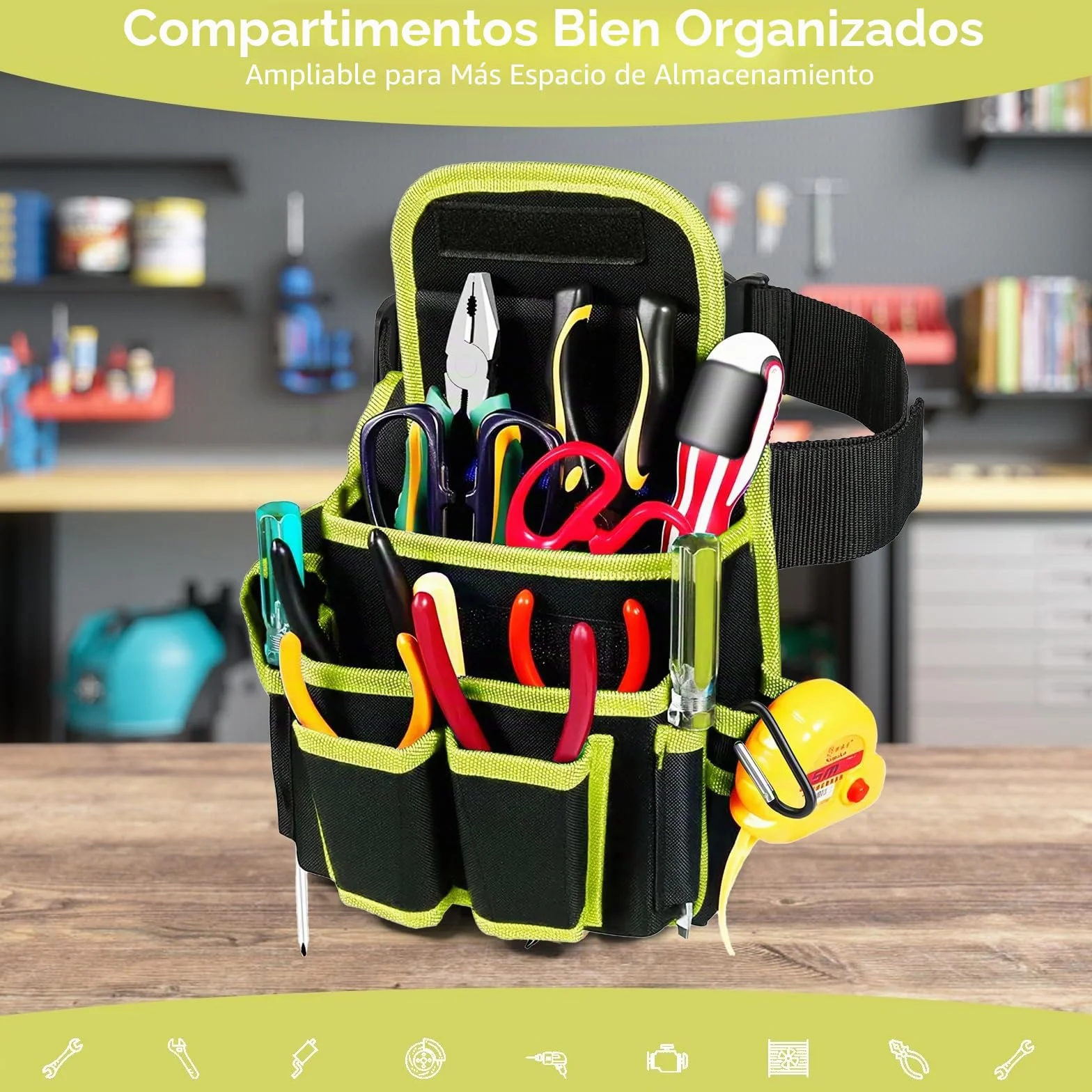 APOMOONS Cinturón de Herramientas Bolsa Electricista Porta Herramientas Ajustable