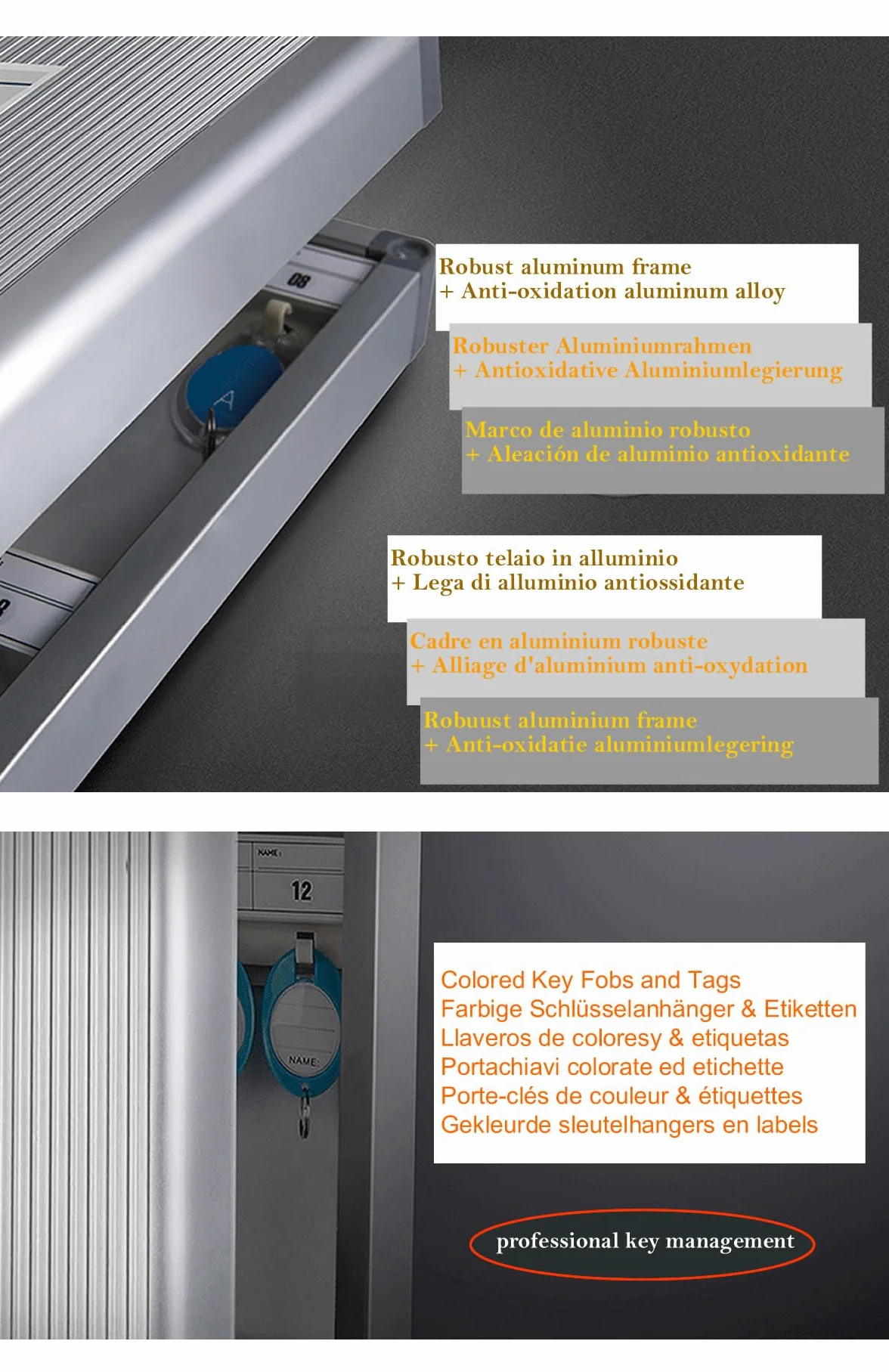 Armario de Llaves TUKA-i-AKUT para 96 Llaves, Metal Caja con Cerradura, Montaje en Pared, Almacenamiento Aleación de Aluminio TKD8650-96