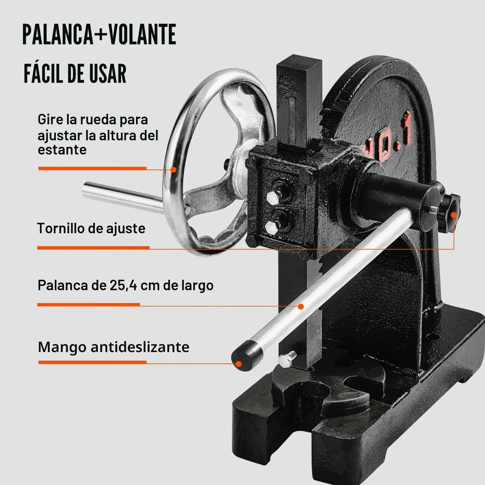 VEVOR Prensa de árbol Manual de 1 tonelada con Volante, Altura máxima de 5,9", Prensa de árbol de Escritorio Manual de Alta Resistencia de Hierro Fundido, Prensa Manual de precisión para Estampar