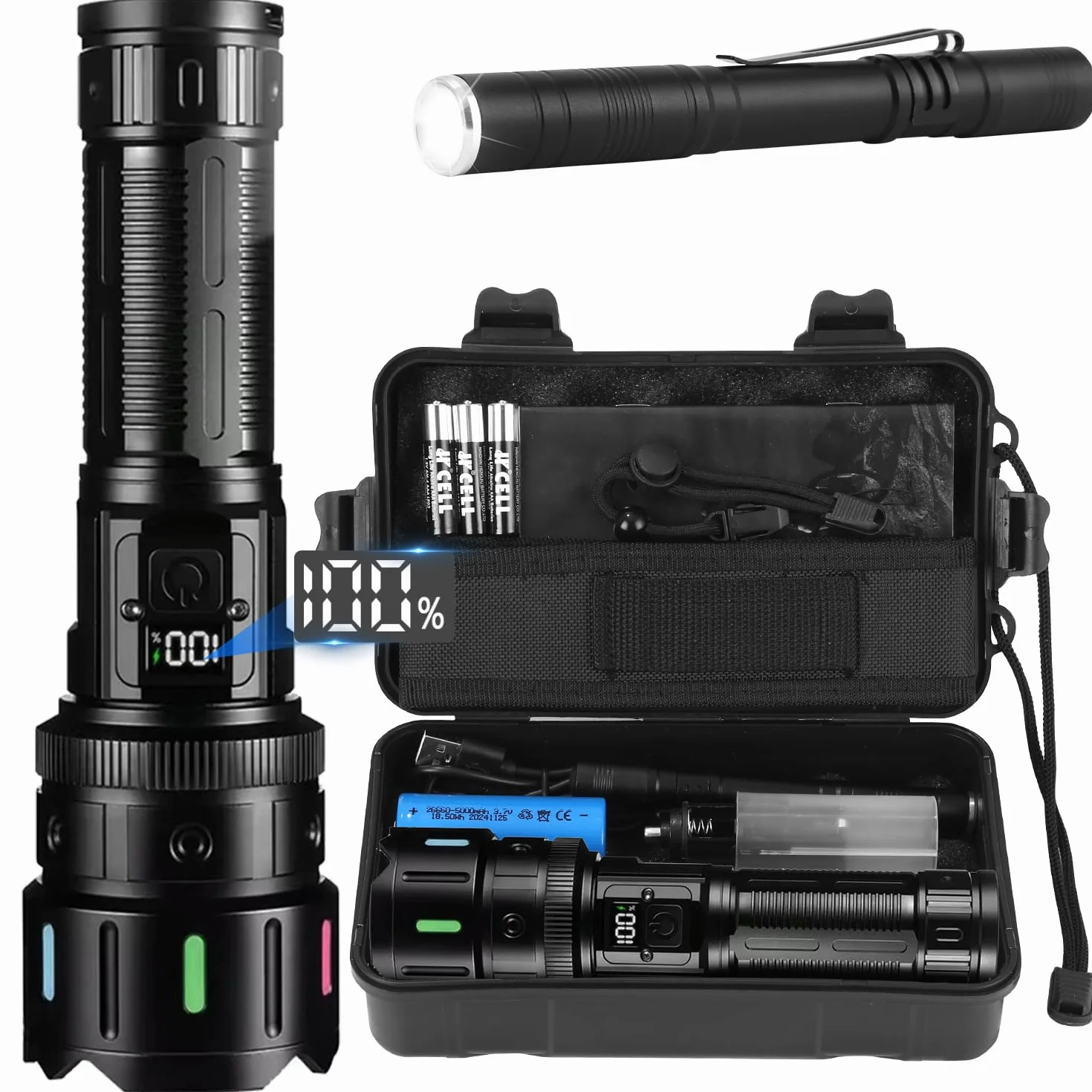 Linternas LED Alta Potencia,1200000 Lúmenes Linterna LED Recargable, Linterna Super Potente Largo Alcance, Linternas Tactica Impermeable, Profesionales Flashlight para Emergencias Camping Regalo
