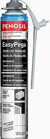 Kit Espuma Poliouretano Adhesivo Universal EasyPega con Cánula 12 Botes de 750ml Gris + Llavero/Abrebotellas de Regalo (12 Botes EasyPega + Llavero de Regalo)