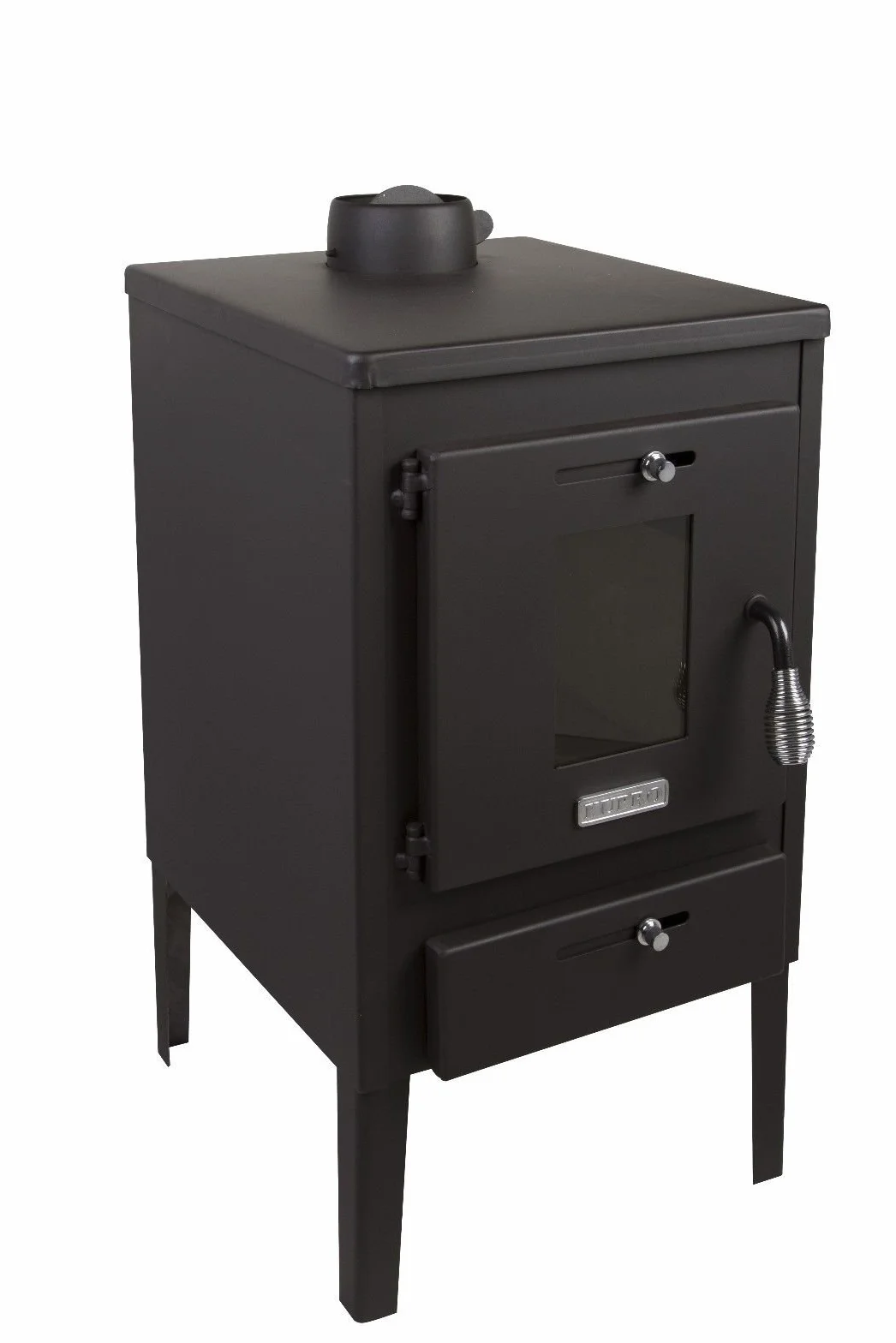 Chimenea de leña para estufa de leña Mini 8kw con tapa de acero y aleta