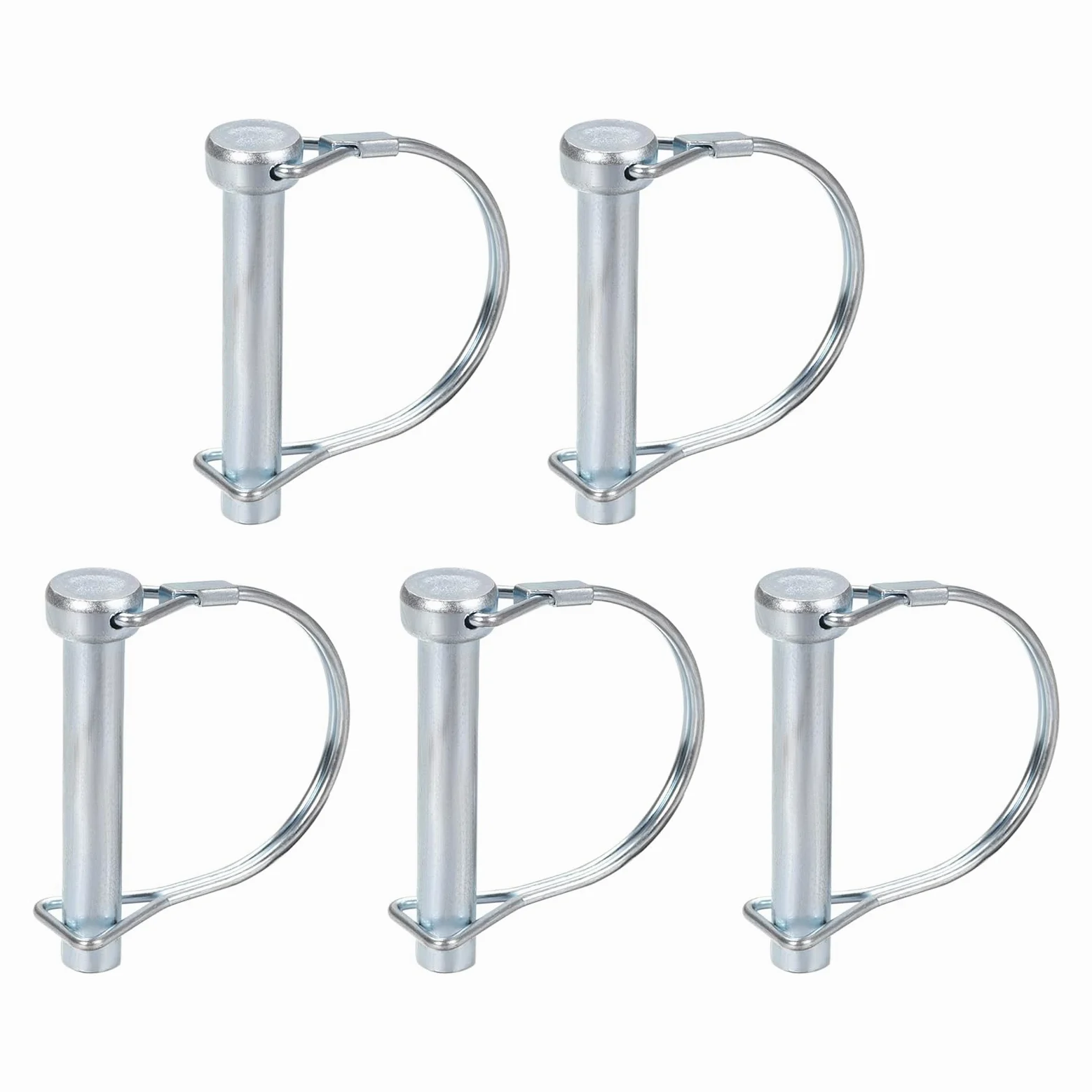 DTGN Pasador de Bloqueo de Eje de 10 mm x 60 mm (DxL) - Paquete de 5 - para Remolques Agrícolas - Pasador de Acoplador de Remolque Redondo de Acero al Carbono - Tono Plateado