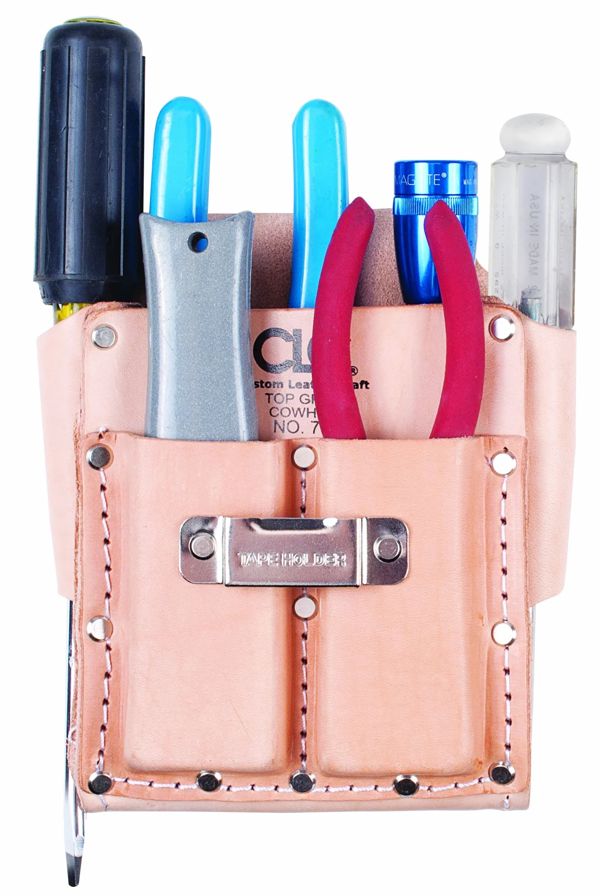 Custom Leathercraft CLC 700 - Bolsa de herramientas, resistente, 5 bolsillos, color marrón