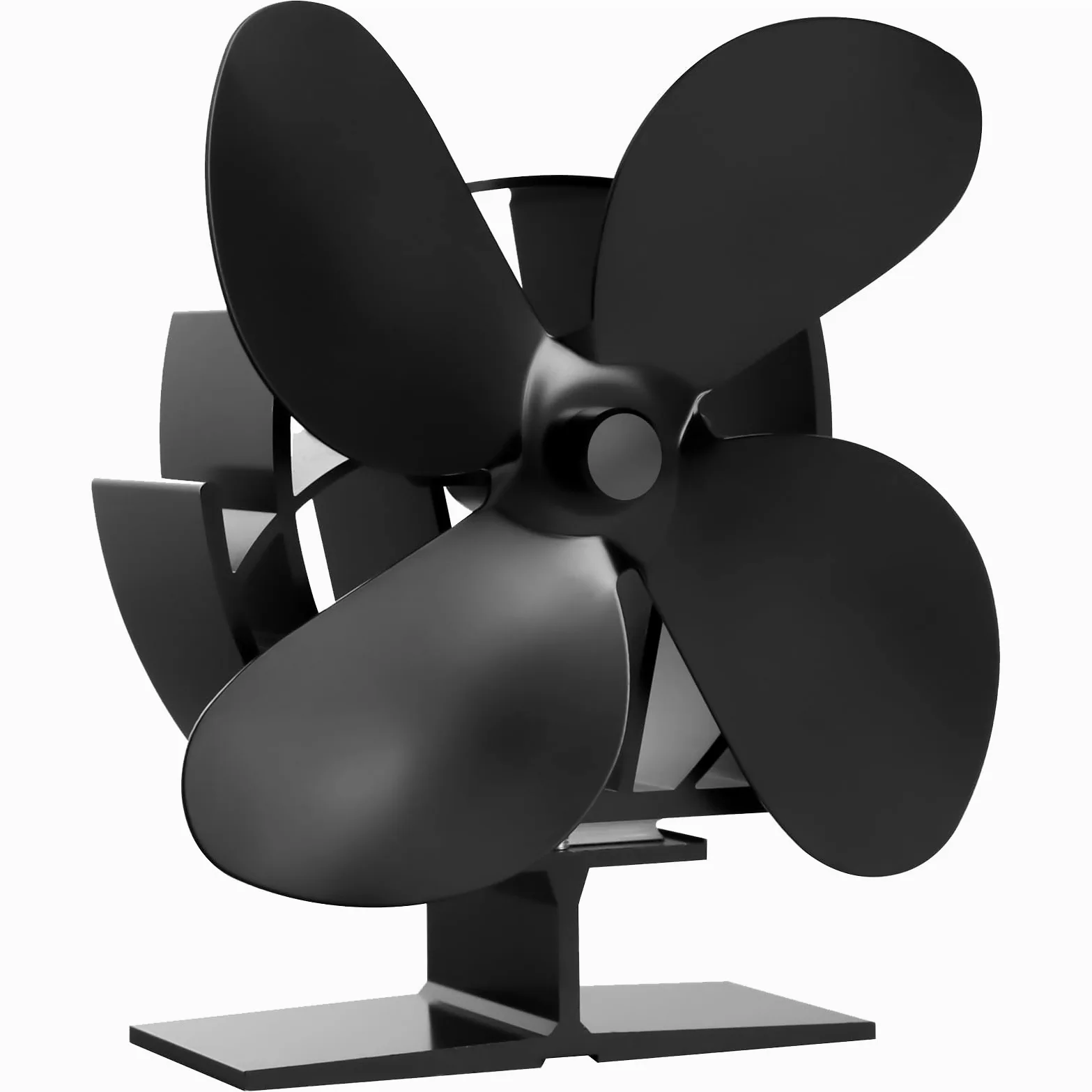 Ventilador de chimenea Ventilador de estufa de leña de 4 aspas de funcionamiento silencioso - Colol Negro y Rojo