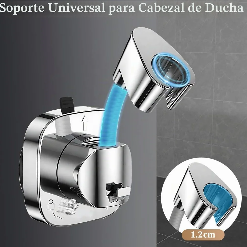 Soporte para Alcachofa de Ducha Sin Taladro Giratorio 360° con Ventosa hasta 15 kg