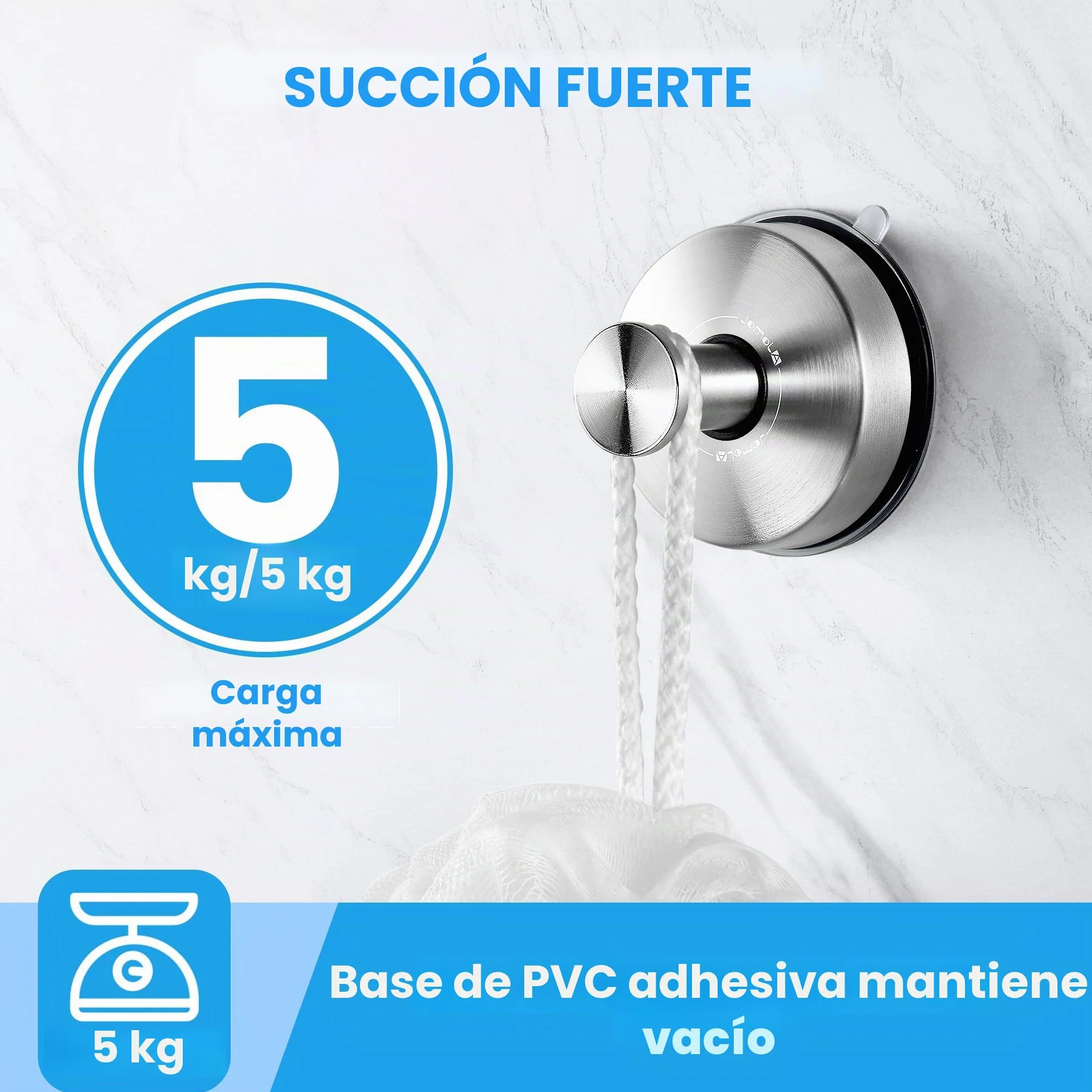 JOMOLA Gancho Ventosa de Vacío Colgador Ventosa Ultra Fuerte Toallero de Gancho para Baño Cocina Sin Agujeros Ganchos Ventosa para Pared Colgador Gancho de Succión Acabado Cepillado Plata 4 Piezas