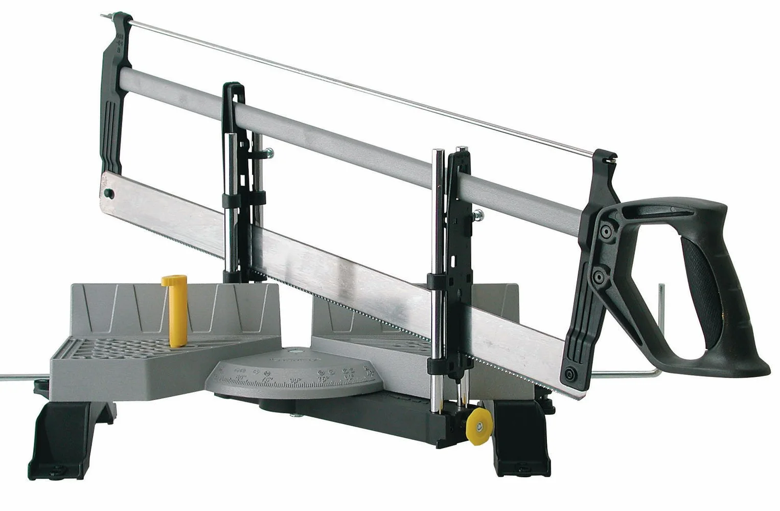STANLEY Ingletadora con sierra, 7 ángulos seleccionables, mango antideslizante, incluye sierra trasera de 560mm, anchura de corte 45°=103mm / 90°=165mm, 1-20-800