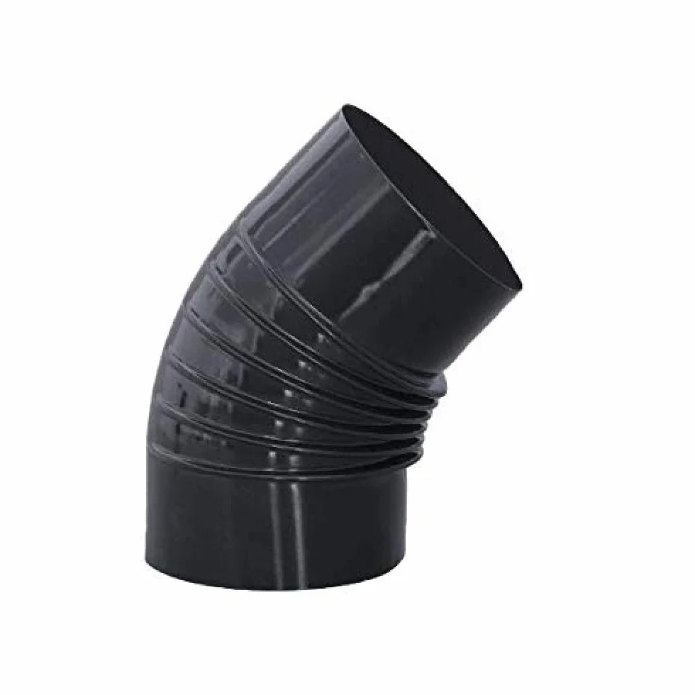 Codo 45° en color negro vitrificado 900°C-Ø150 mm - para conductos de estufas y chimeneas