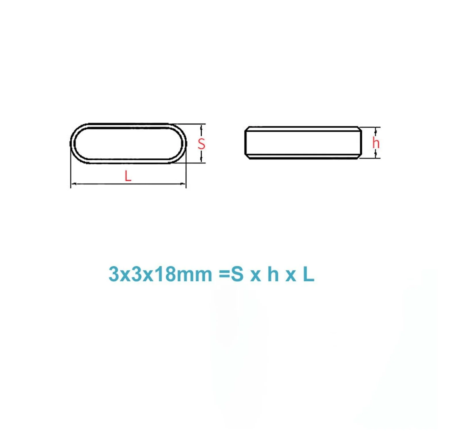 chavetas de accionamiento Paralelo, Eje de transmisión con chaveta de Pluma de Extremo Redondo Chaveta paralela Acero Inoxidable A2 M4(4x4x20mm,10Pcs)