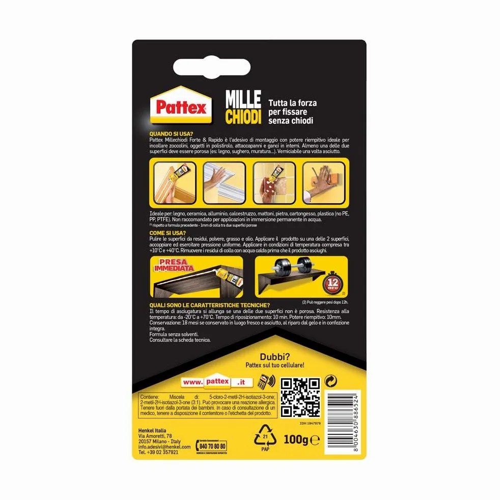Pattex - 1414670 millechiodi original de la tubería, 250 g