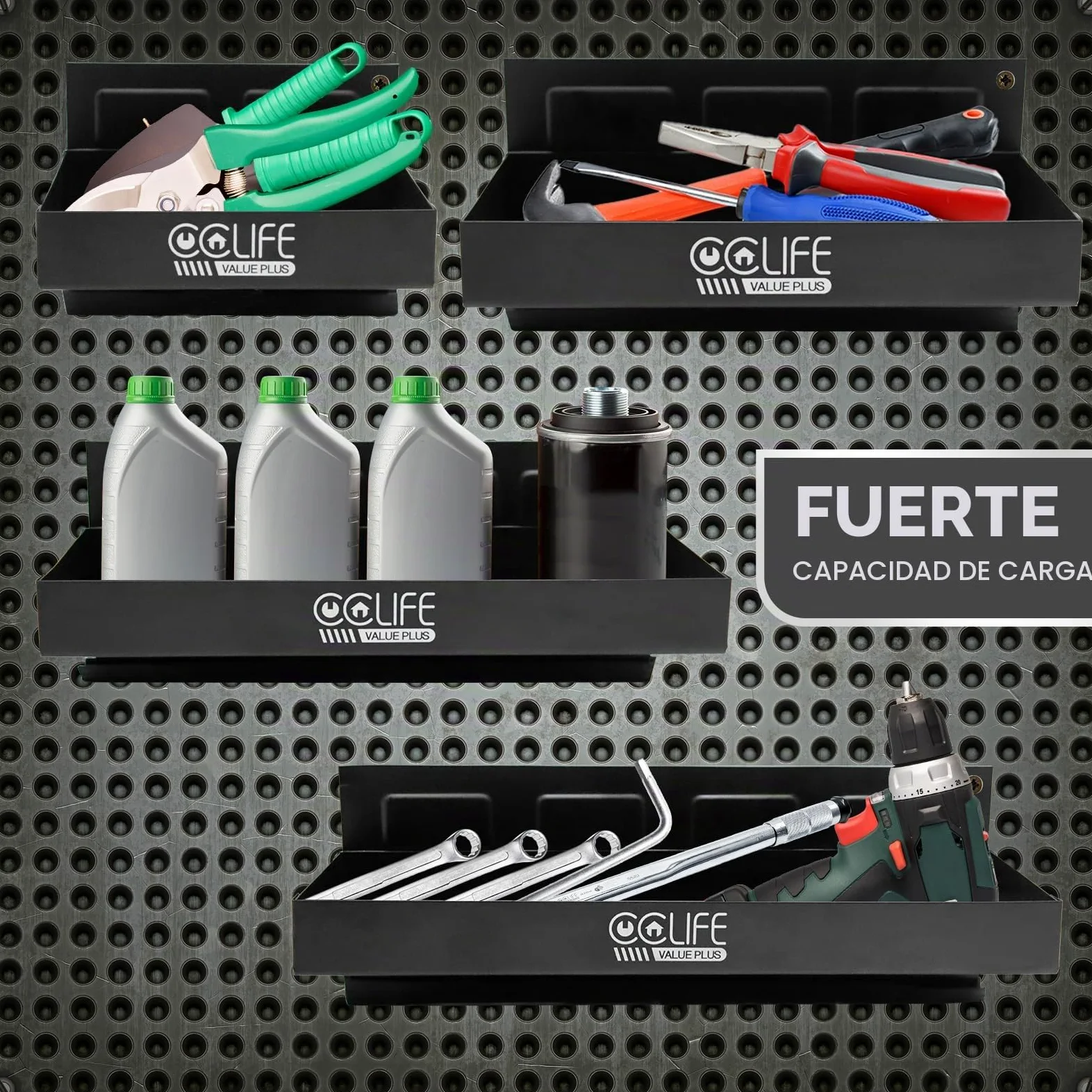 CCLIFE 4 Piezas Juego de Magnetico Bandeja Estante Magnéticas Bandejas para Herramientas150-210-270-310mm