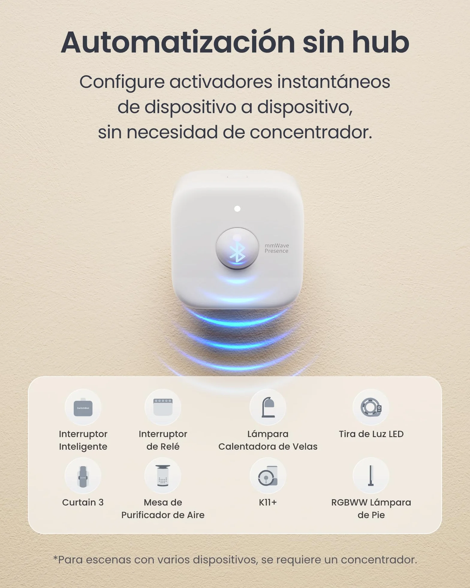 SwitchBot Sensor de Movimiento Inteligente Radar mmWave, Detección de Presencia Bluetooth, Compatible con Alexa y HomeKit