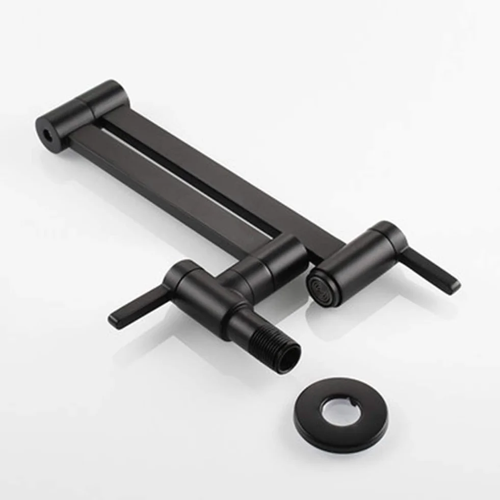 Grifo de llenado de ollas de latón para montaje en pared plegable agua fría negro