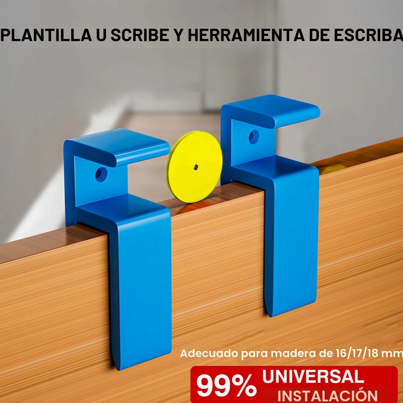 Herramientas de carpintería de 6 PC, juego de herramientas U-Scribe Jig & Scribing, plantilla de montaje en la puerta del gabinete de plástico para carpintería de carpintería, bricolaje y carpin