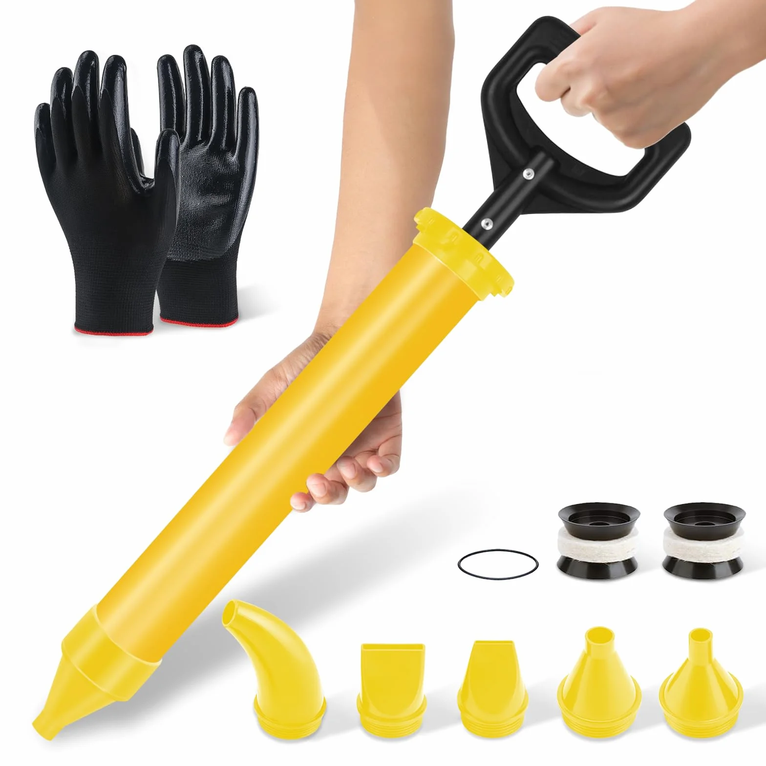 Aplicador Mortero Juntas 5 en 1 - Pistola Calafateo está Fabricada en Plástico ABS. Proyector de Mortero para rellenar grietas. Pistola de Cemento viene con un par de Guantes