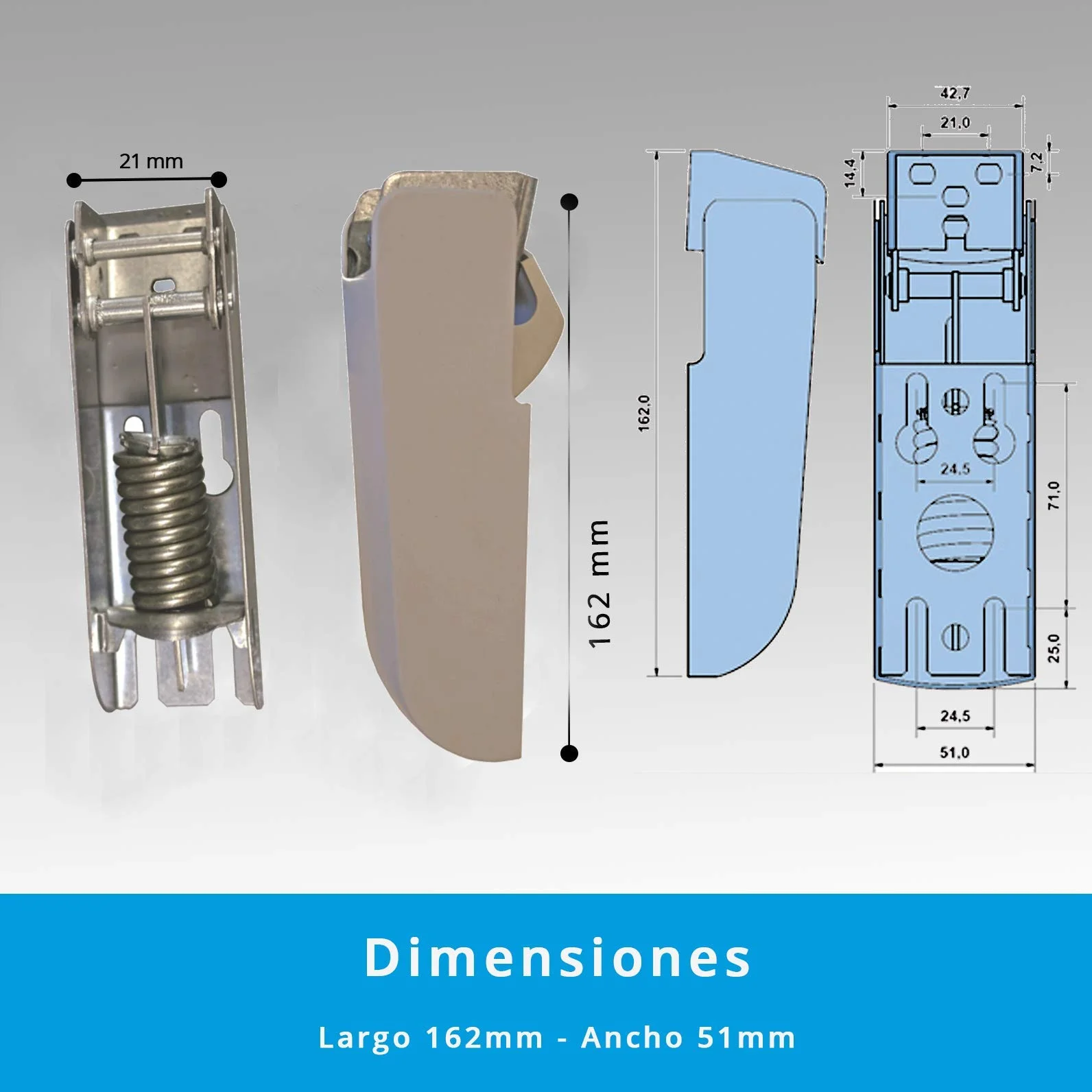 Bisagras con Muelle de 4,5 mm en Acero Cincado para Puerta tipo Arcón o Cofre Congelados Pack 2