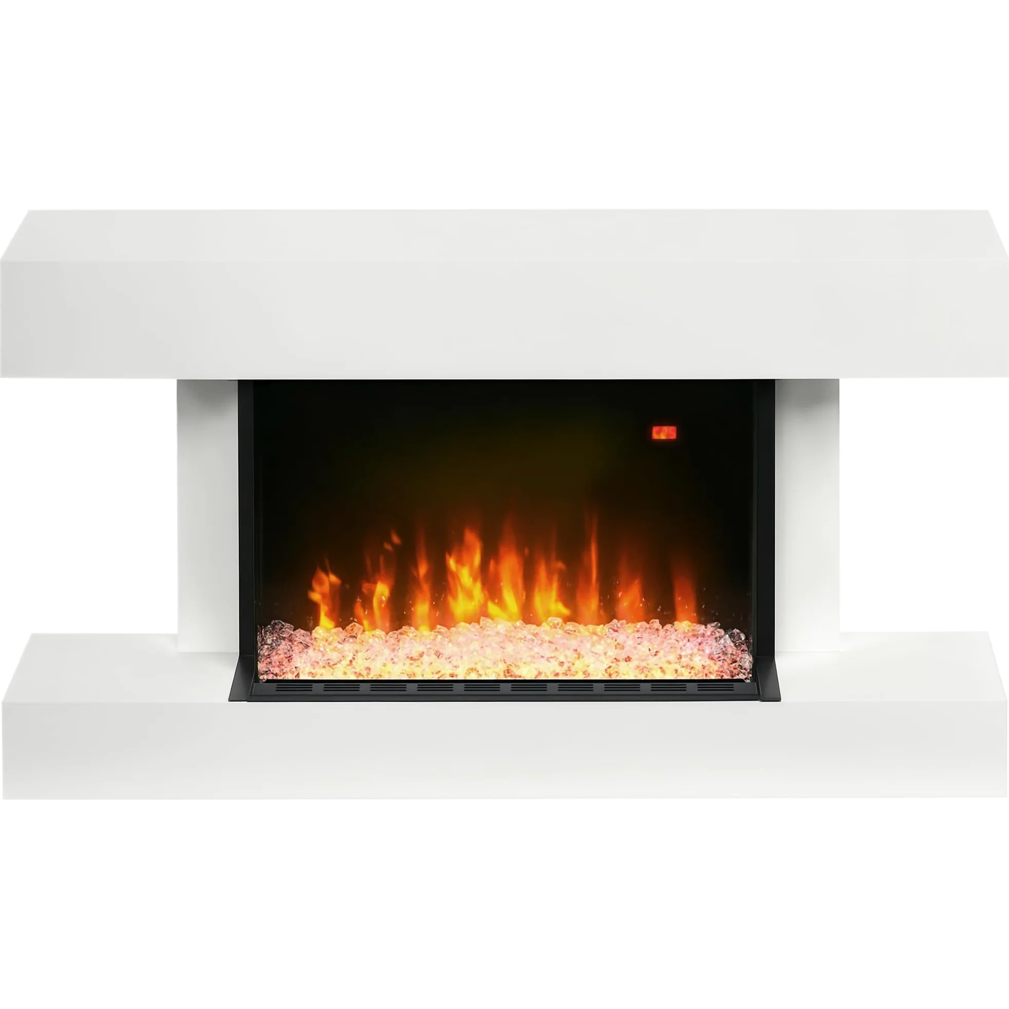 HOMCOM Chimenea Eléctrica 1000W/2000W de Pared o Pie 98x27x54,5 cm Blanco | Chimenea Decorativa, Temperatura Ajustable, Silencioso, Temporizador, Control Remoto, para Sala 15-25 m²