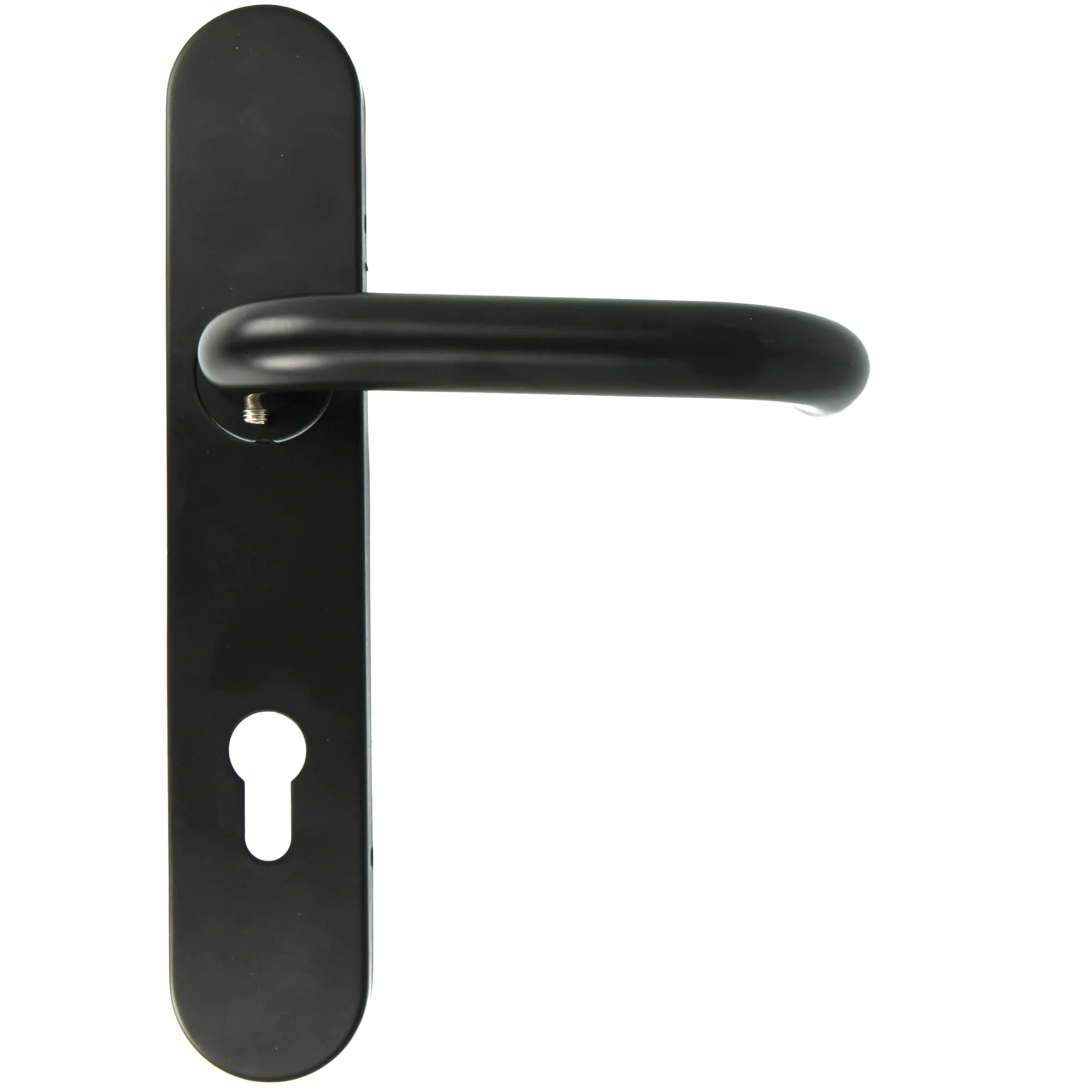 Amig - Juego de Manilla con Placa de Polipropileno para Puertas - 245 x 45 mm - Cuadradillo de 8 mm - Diseño Sencillo ideal para tu hogar u oficina - Con Bocallave - Acero y Polipropileno Negro