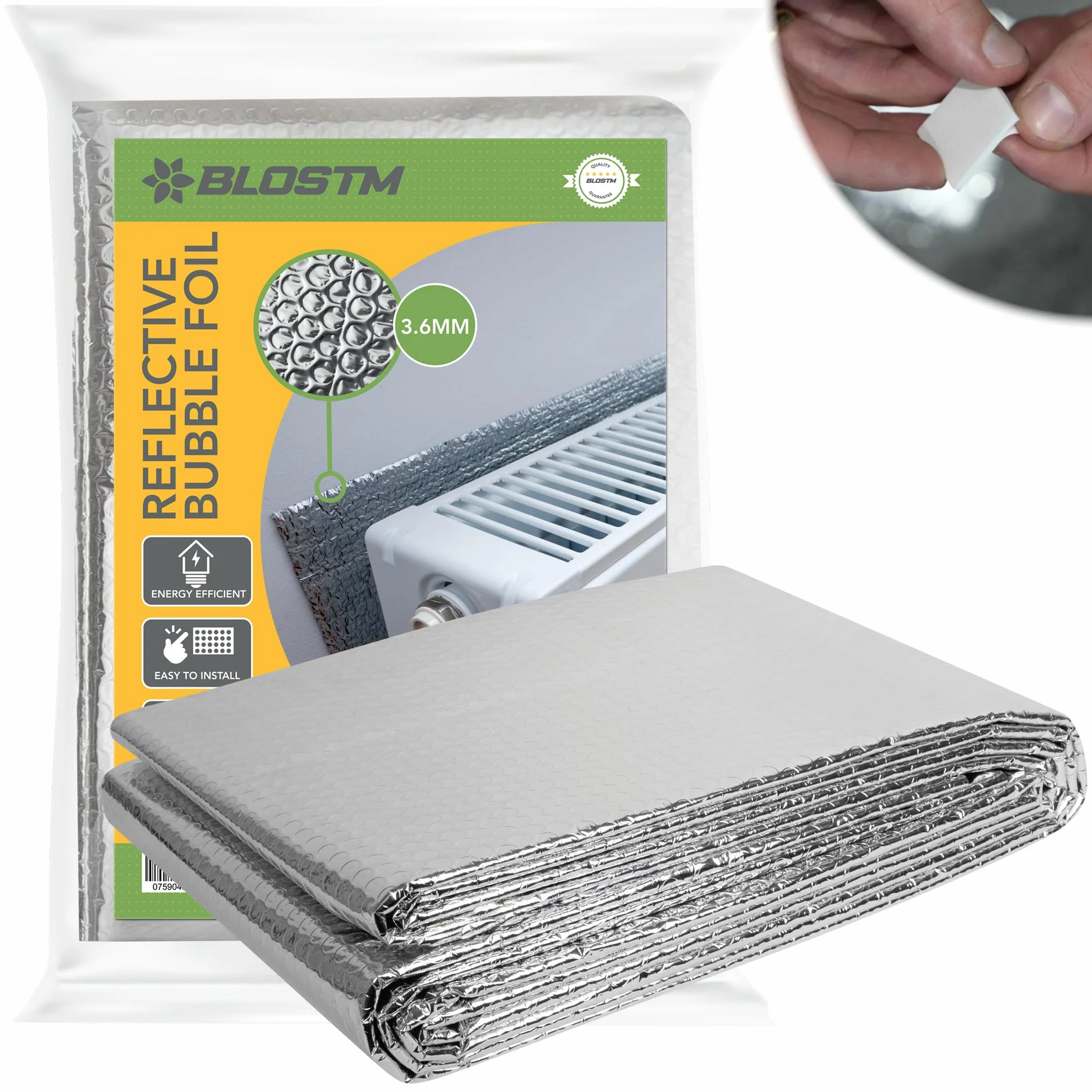 BLOSTM Panel Reflectante Radiador - 5m x 60cm Aislante Termico Radiadores 3,6mm De Espesor Aislante Termico Reflexivo Ahorra Energía Y Dinero Paneles Aislantes Termicos con Adhesivas
