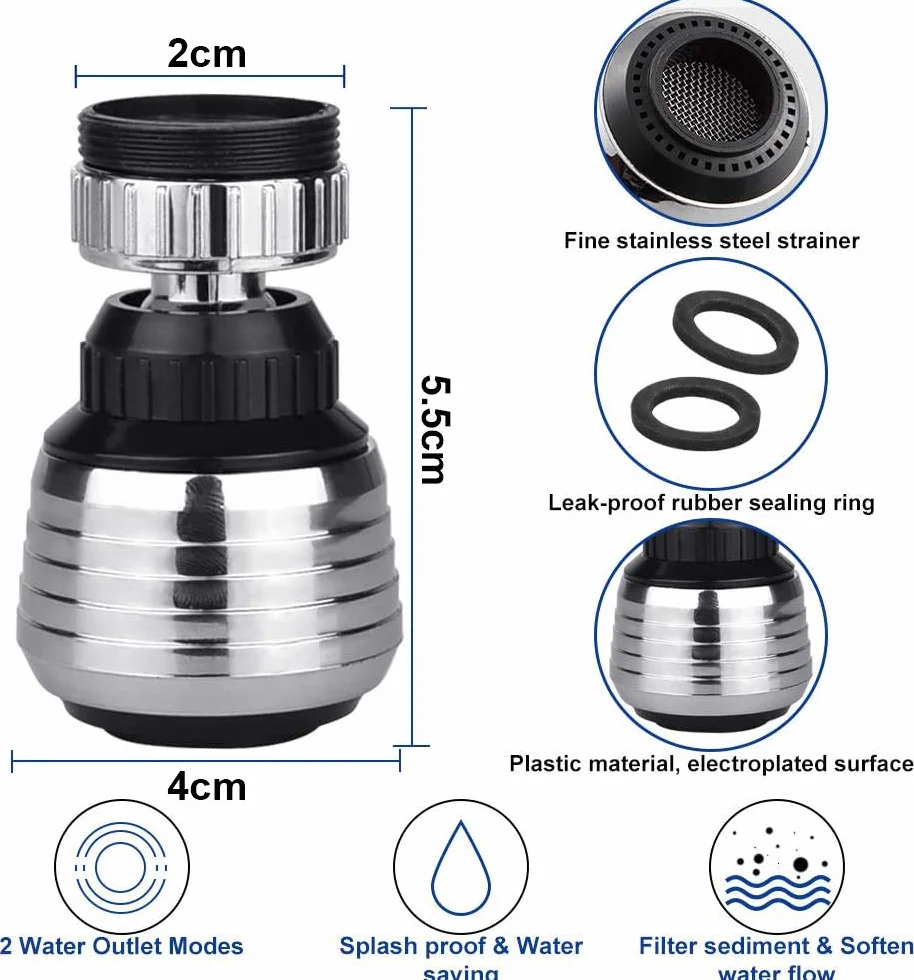 Aireador de Grifo Cocina 360 Grados M24 M22 2 Modos KBNIAN