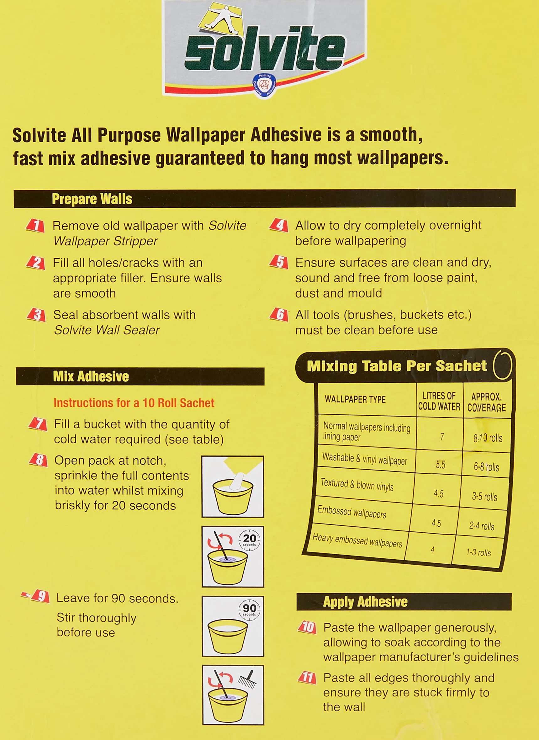 Solvite - Adhesivo para papel pintado (capacidad para 20 rollos)