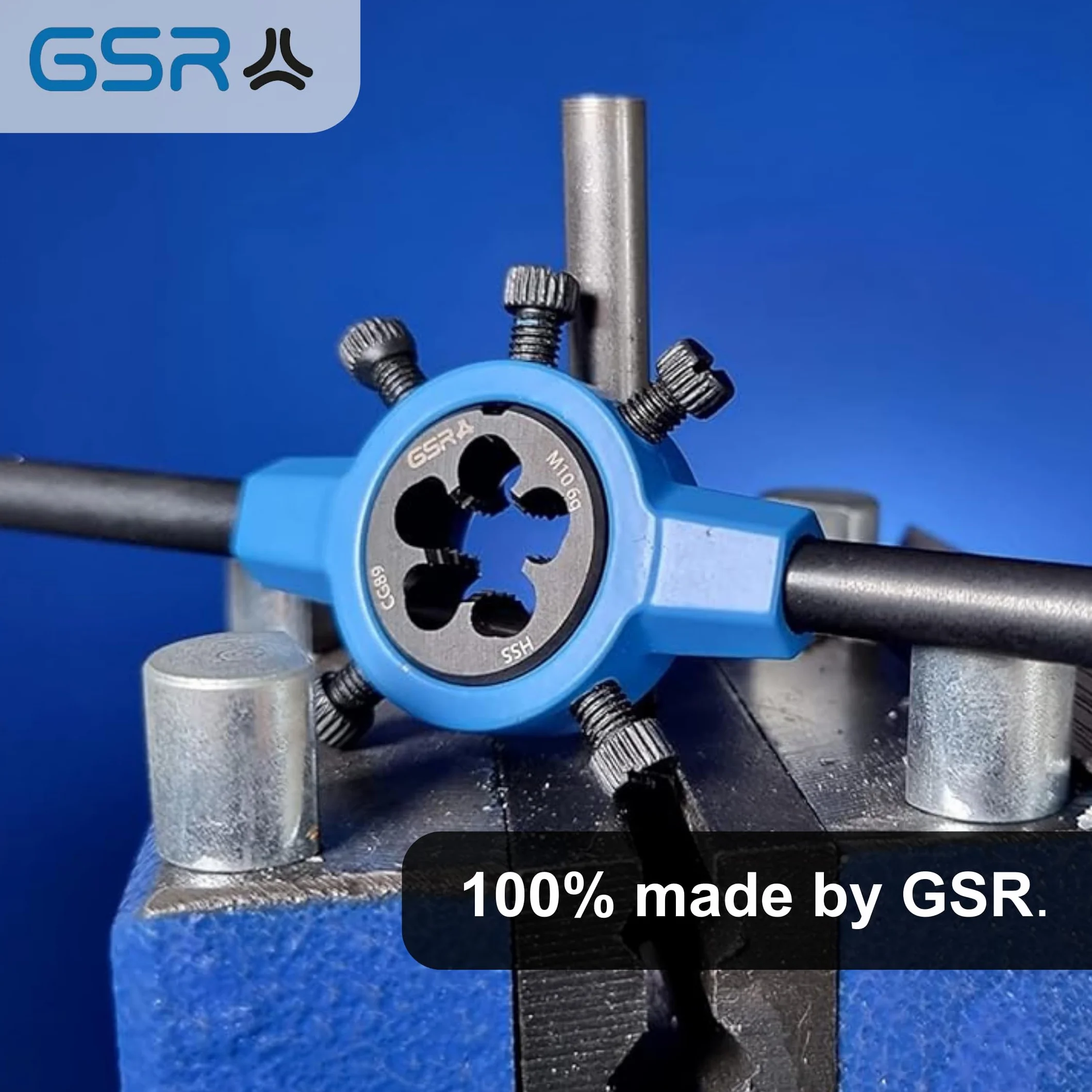 GSR Soporte para terrajas plateado (45 x 14) DIN EN 22568 (DIN 223), zinc fundido a presión, moleteado de las asas para un mejor agarre, acomodar terrajas redondas, herramientas de sujeción