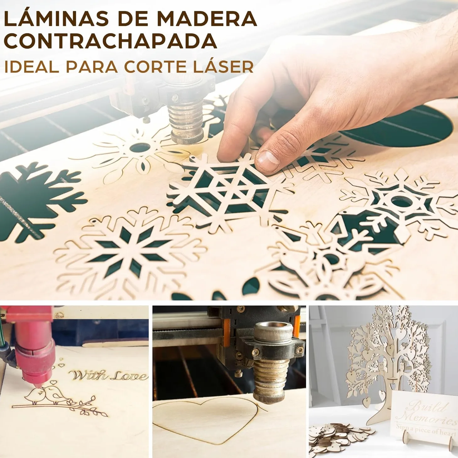 LotFancy Madera Contrachapada de 3 mm, 30 x 30 cm, 12 Piezas Paneles Finos de Bricolaje Cortados con Láser, Láminas de Madera Contrachapada, Manualidades, Kits de Construcción, Modelismo