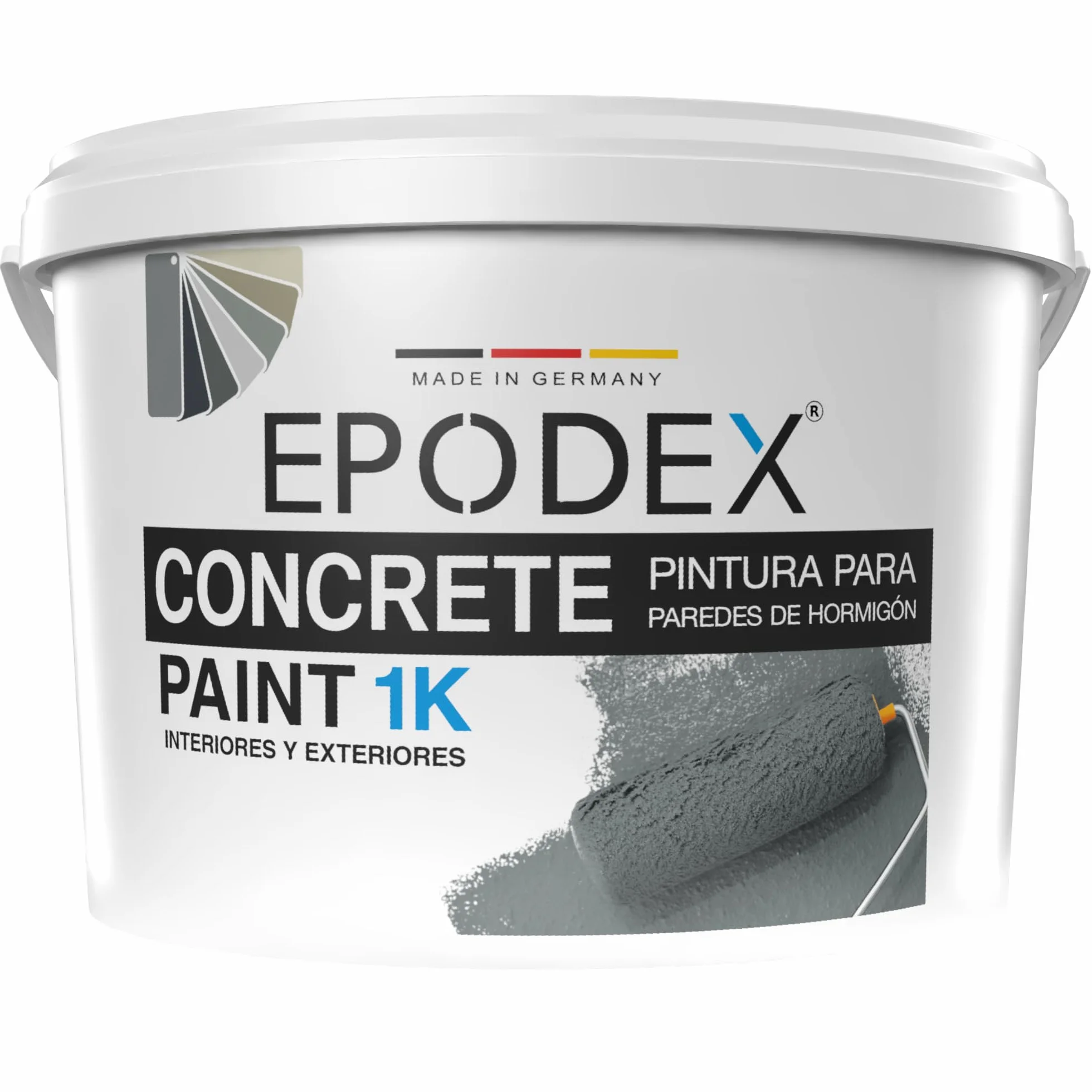 EPODEX Pintura para hormigón 1K, Pintura para paredes y suelos, resistente a rayos UV y abrasión, Interior y exterior sin agua constante, 1kg (8m² por capa) - Blanco polar
