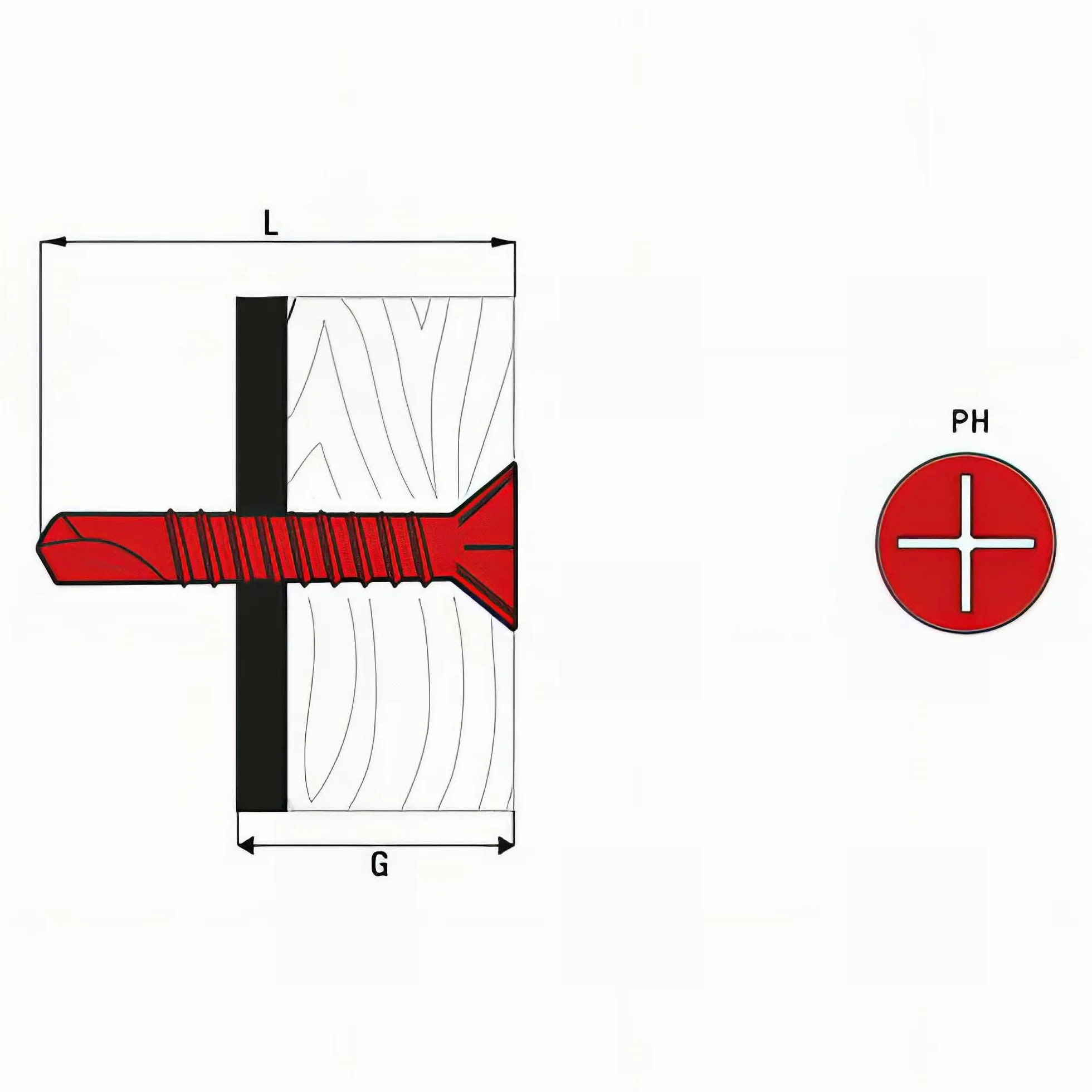 SCELL-IT, Tornillo autoperforante con aleta cabeza avellanada, cruciforme, 4.8 x 50 mm, caja de 250, TFAC48050, la solución eficaz y práctica para una fijación rápida y sólida