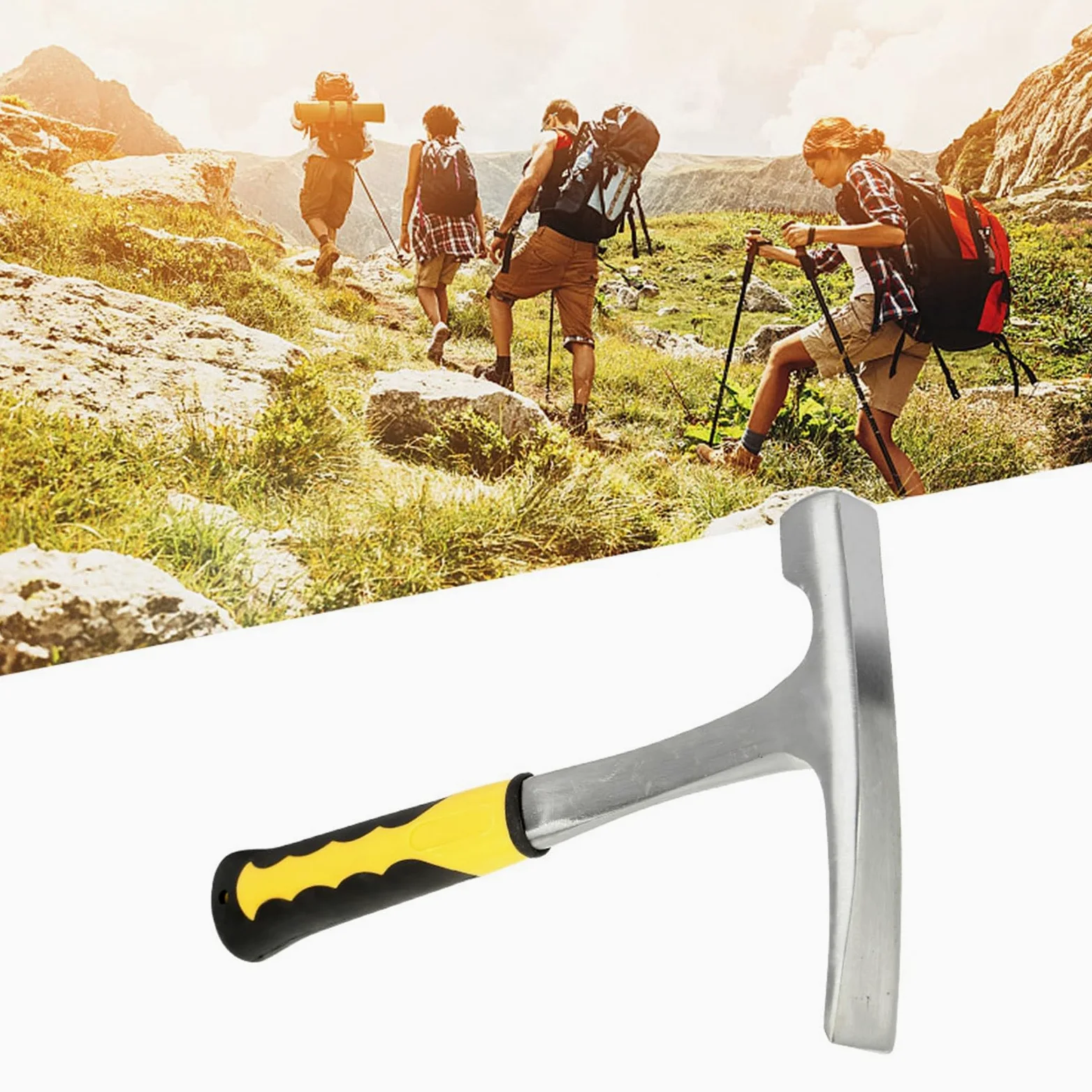 Tyenaza Martillo de Geologo, Martillos de Ladrillo Geológico, Martillos de Exploración Geológica, con Mango de Goma Cómodo, para Investigación Geológica, Familiar, Construcción‎(33,5x17cm)