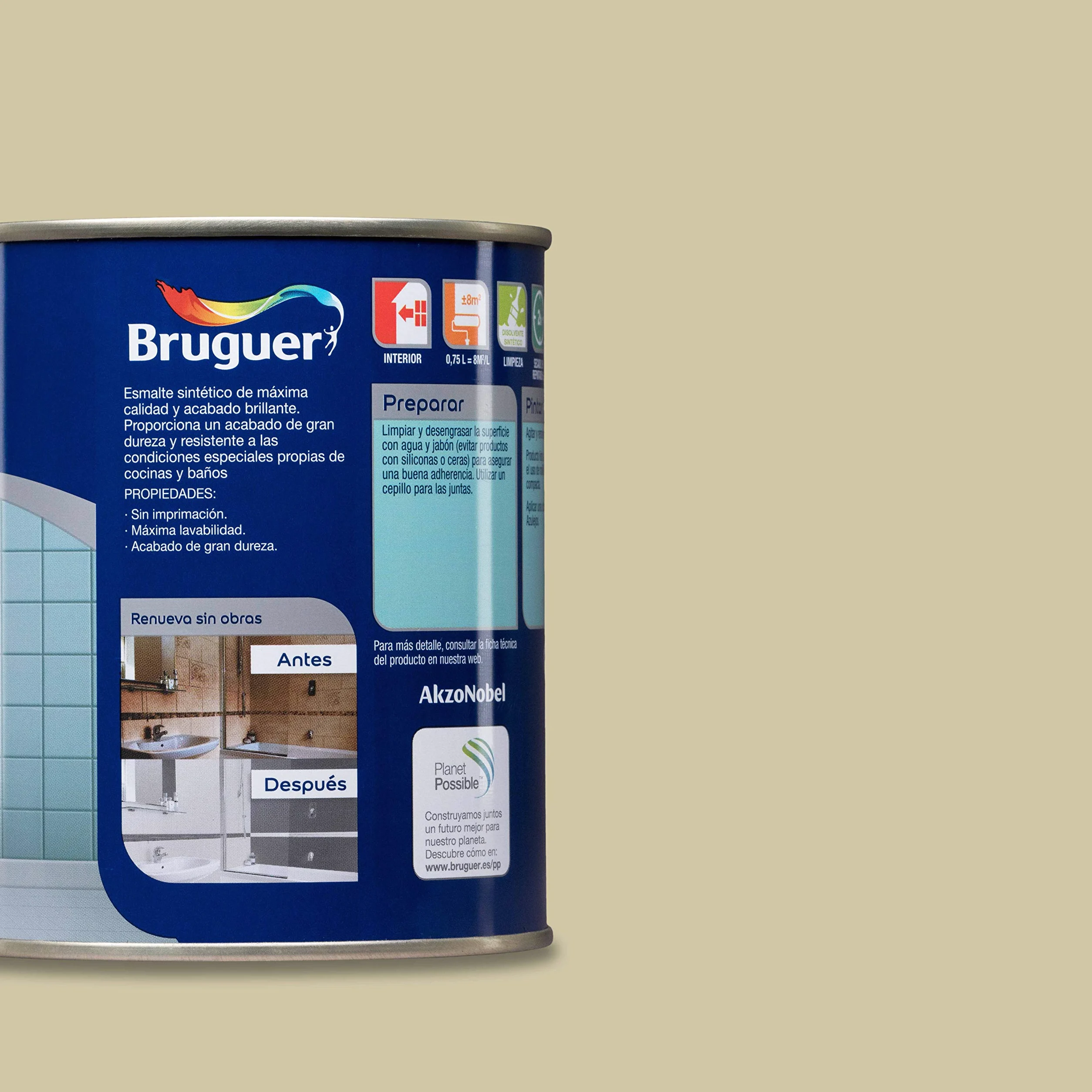 Bruguer Esmalte para Azulejos Brillante Beige Avellana 750 ml
