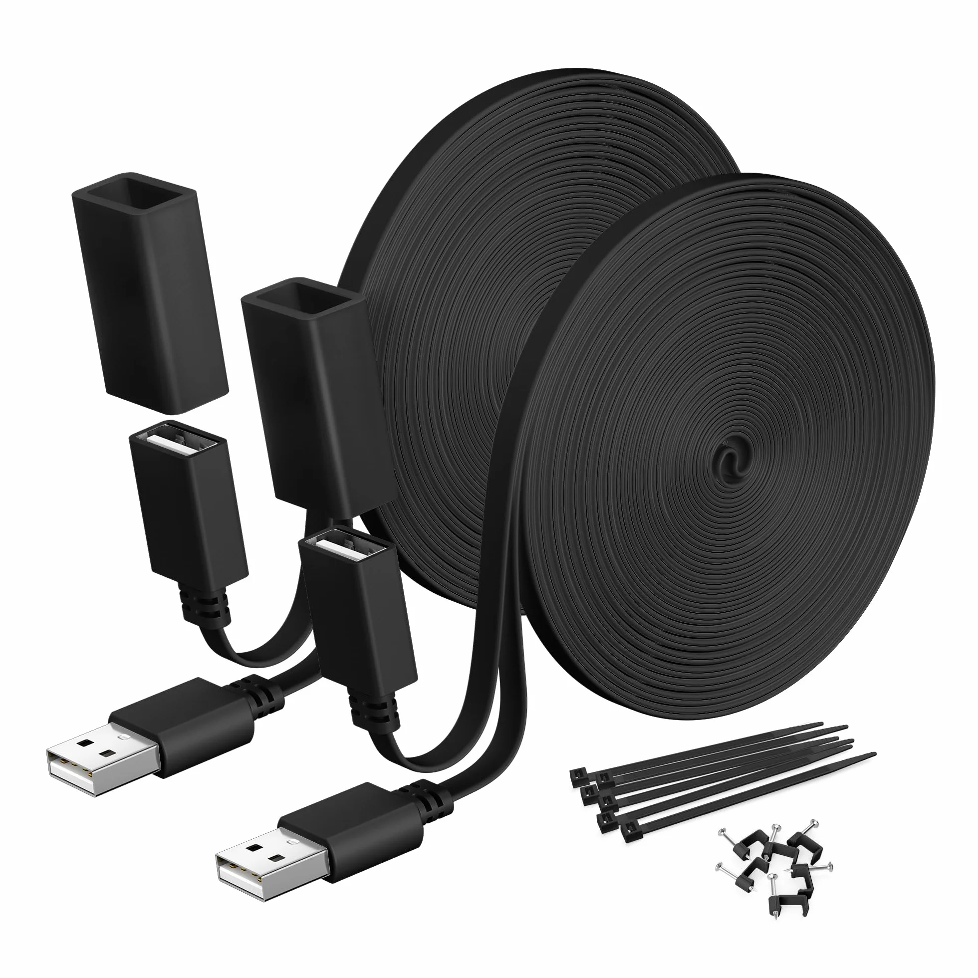 Itramax Cables de Extensión USB 9M Paquete de 2,Cable de Carga Alimentación de Extensión Plano Largo Impermeable Compatible con WYZE CAM V4/V3/V2,WYZE CAM OG,Blink Outdoor 4th Gen,Blink XT,Blink Mini