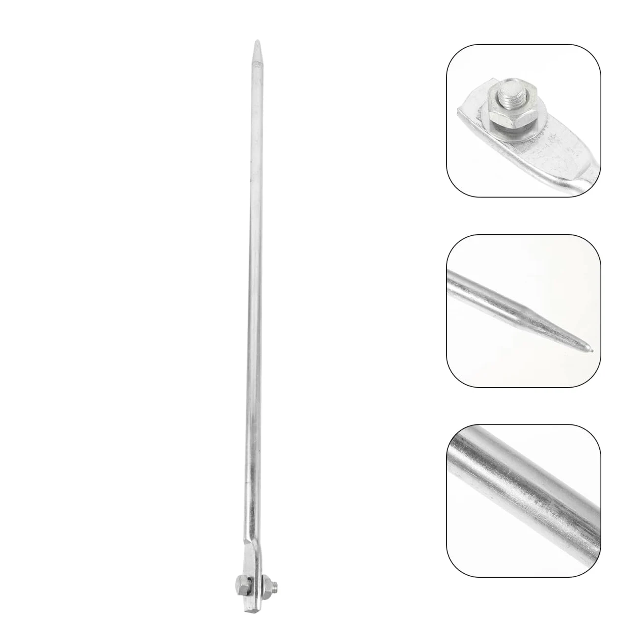 Housoutil Varilla de tierra galvanizada, 50 cm, protección contra rayos, estaca de acero para instalaciones domésticas, de tierra portátil para antena de planta y antena parabólica