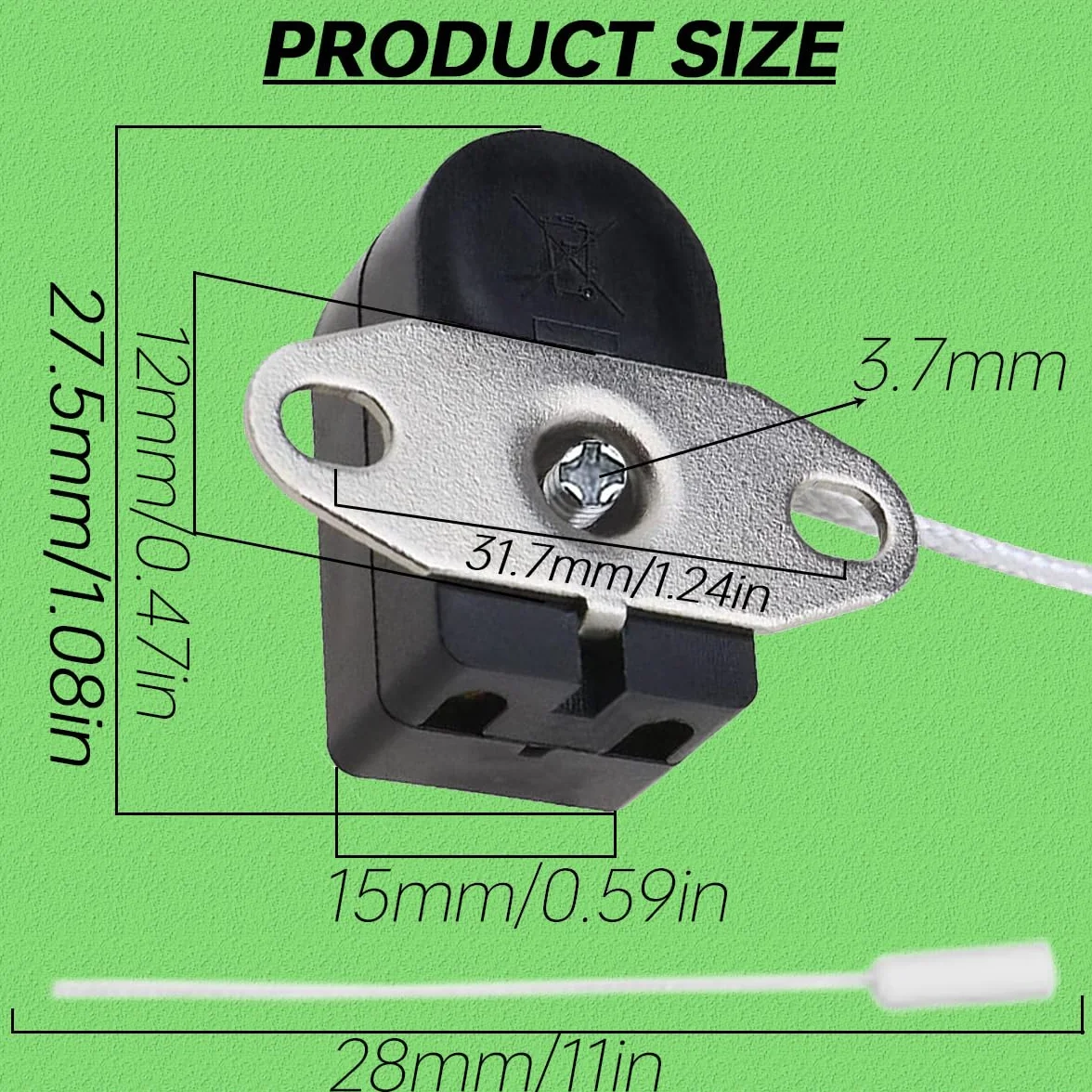 3 piezas interruptor de cuerda 2A 250V AC On-Off interruptor de cable de cadena de tracción lateral Mini interruptor de cable de tracción para luz de baño luces colgantes lámpara de pared