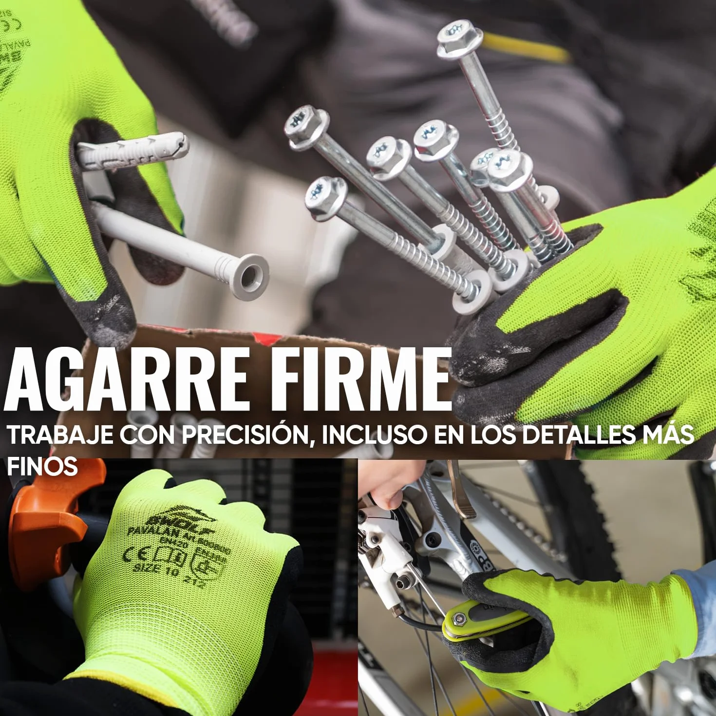PAVALAN BWOLF Guantes de Trabajo 12/60 Pares Revestimiento Látex Resistente Antideslizantes Flexibles Industrial Mecánico