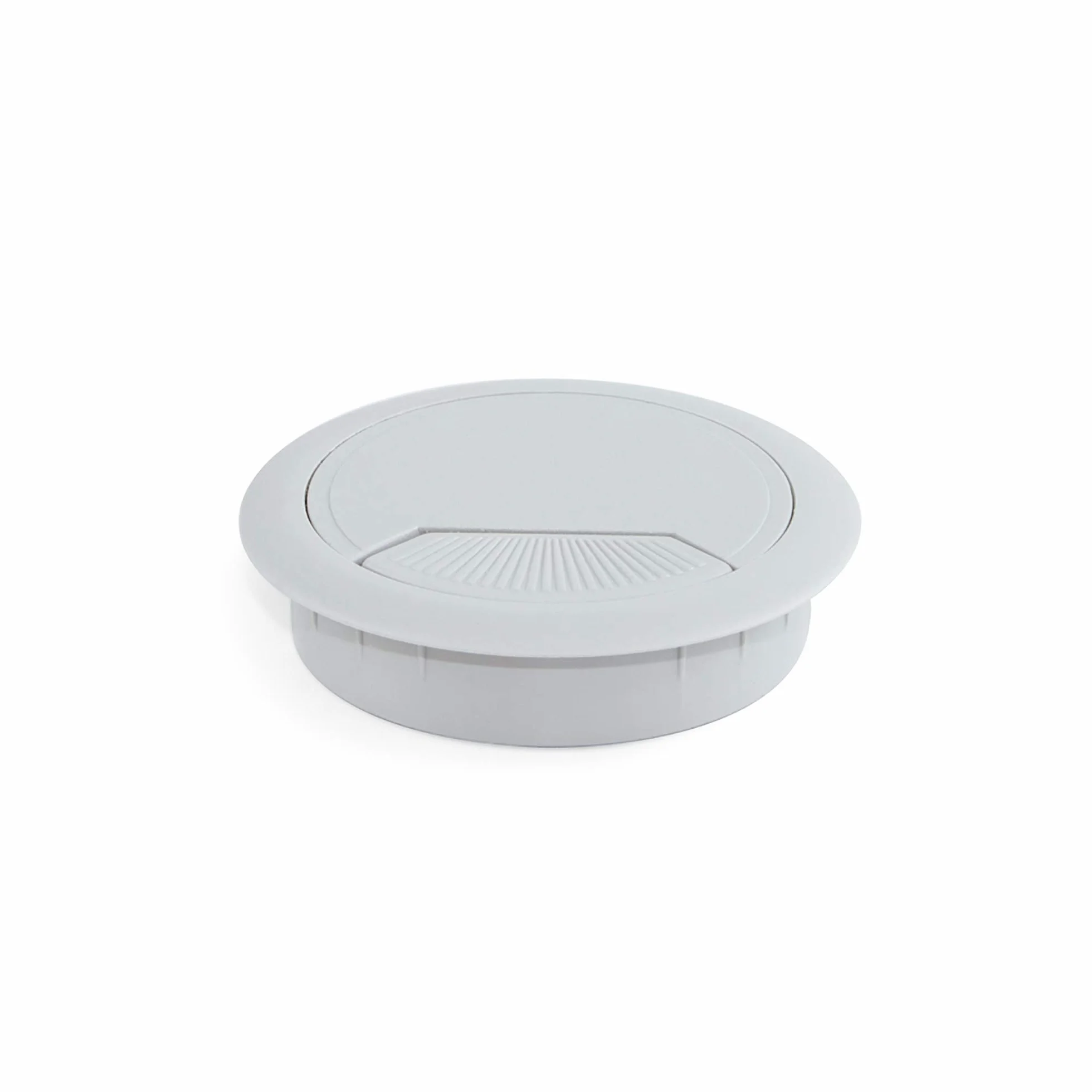 EMUCA - Pasacables de Mesa Circular Ø80mm de plástico Gris, Tapa pasacables encastrable en Mesa de Oficina/Escritorio, Lote de 4