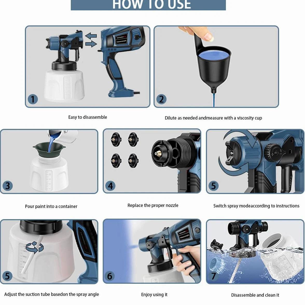 TOPALL Pistola Pintura Electrica,Pistola para Pintar Paredes y Techos,850W 32000PRM 1400ML HVLP Pistola Pintar Electrica Pulverizador de Pintura,con 5 Boquillas y 3 Patrones