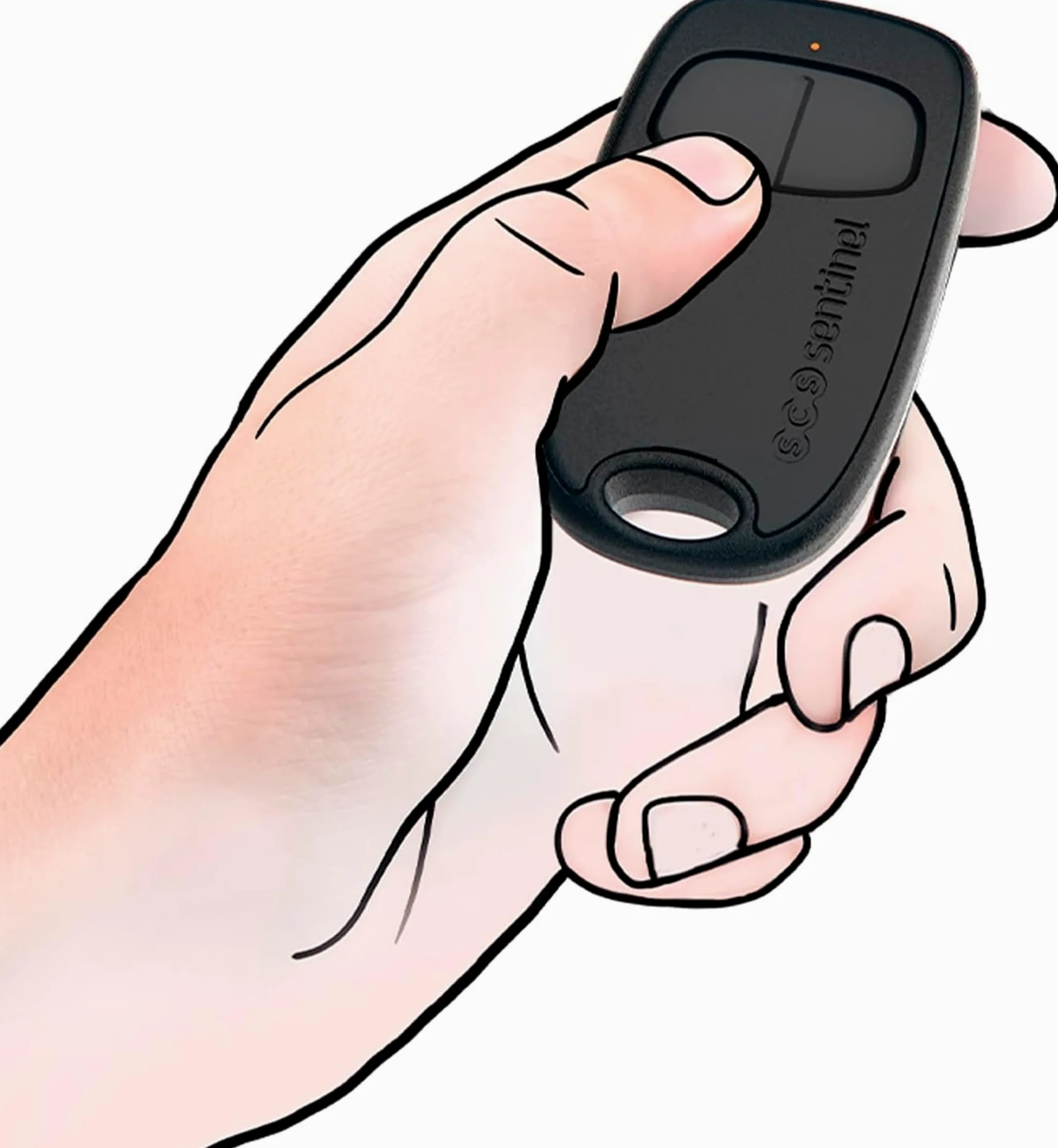 SCS Sentinel Mando a distancia SimplyControl de 2 canales – Código variable, seguridad mejorada – Alcance de 40 m – Diseño compacto negro – Accesorio para apertura de puertas – AAM0128