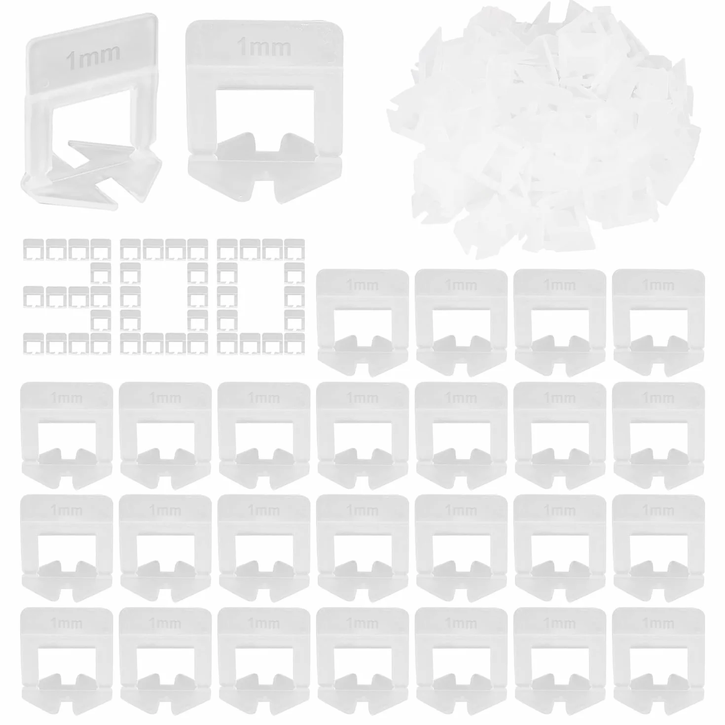 300 Piezas Niveladores de Azulejos 1mm Nivelador para Azulejos y Calzos, Nivelación de Suelos, Kit de Nivelación