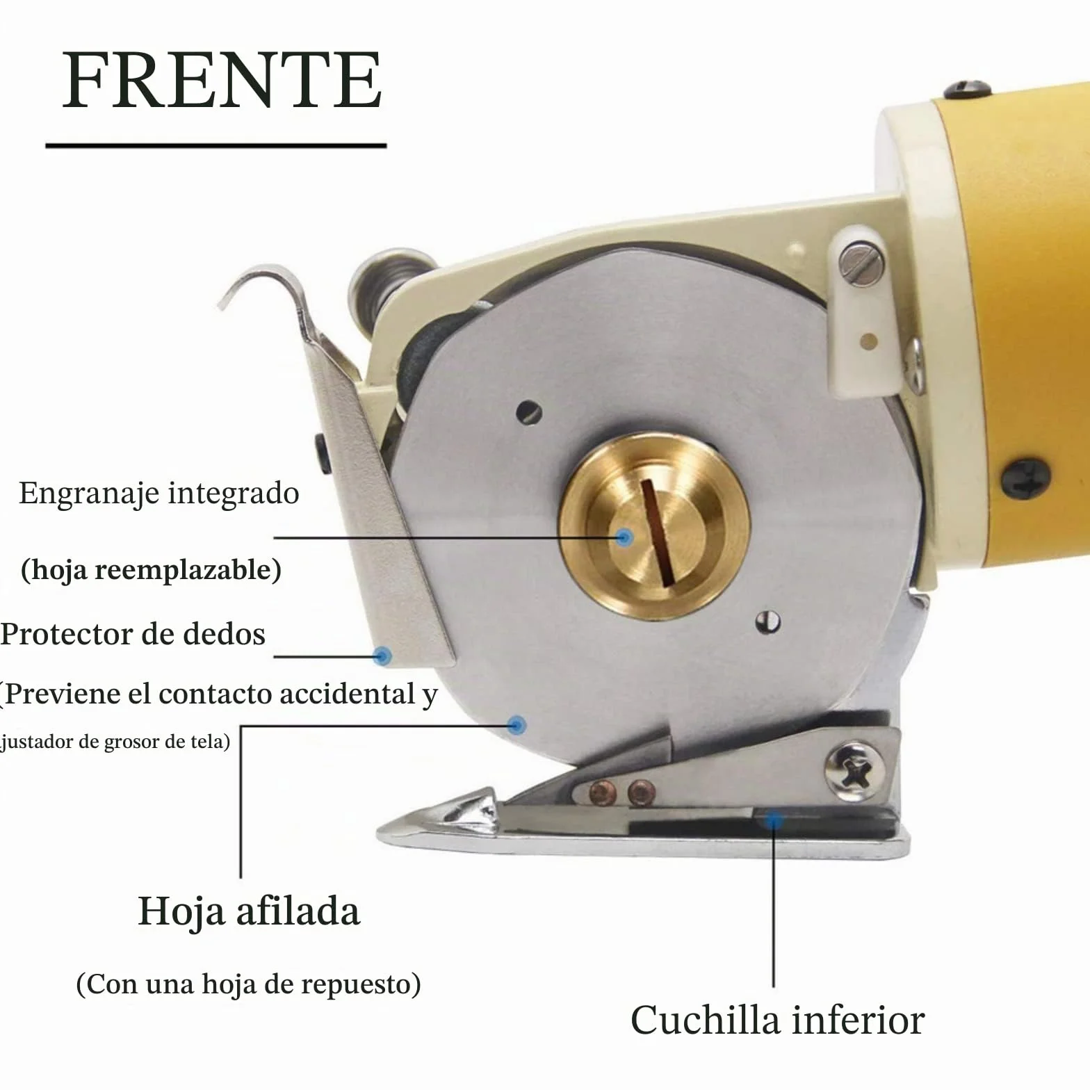 Cortadora de tela eléctrica rotativa Tijeras Eléctricas para Tejidos con Espesor de Corte de 1 para tela, cuero y alfombra con cuchillas