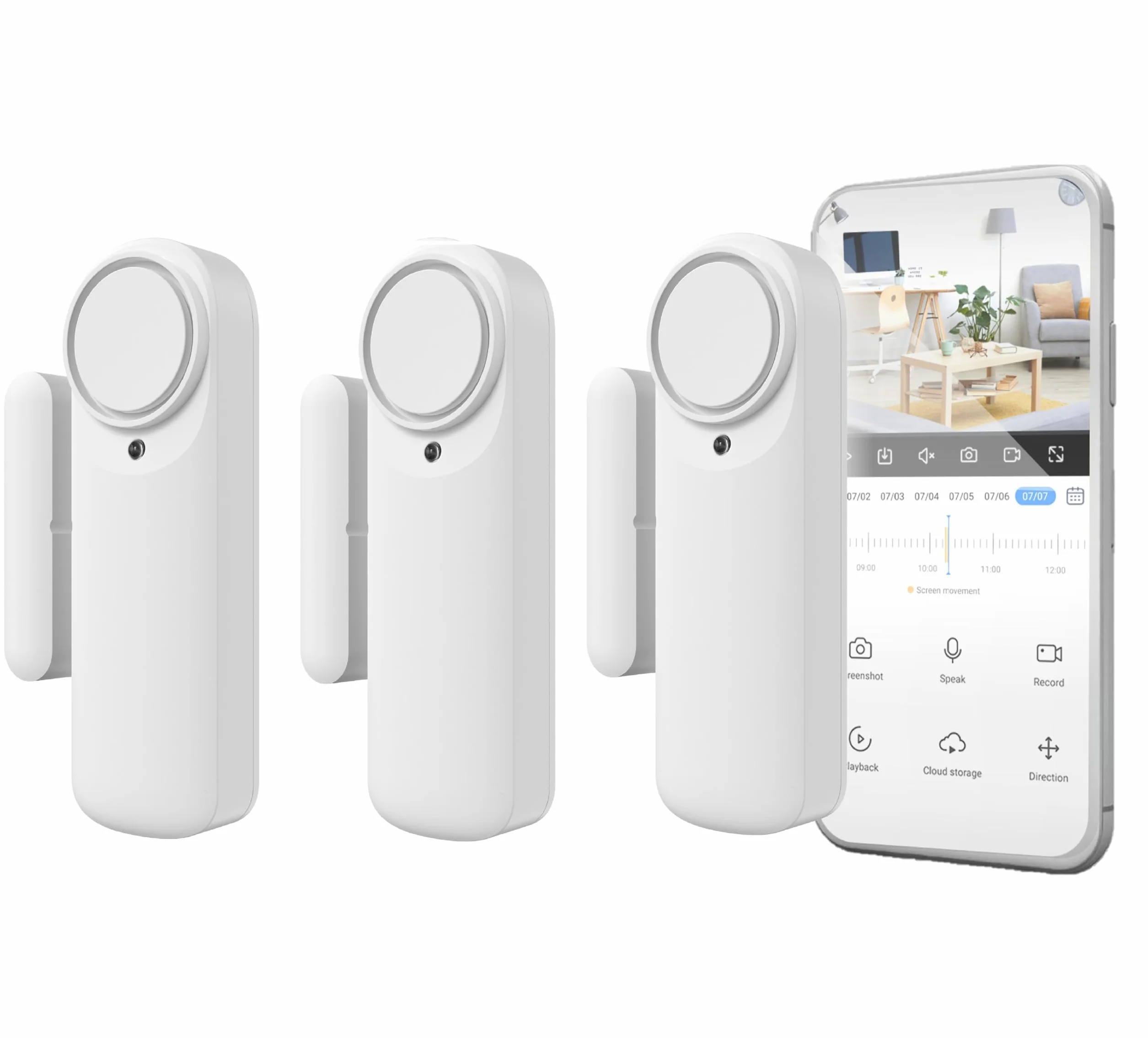 Nivian Alarma de Puerta Inteligente WiFi, Sensor Magnético para Puertas, Inalámbrico con App Móvil, Notificaciones en Tiempo Real, Botón Manual, Sirena 100dB (Pack 3)